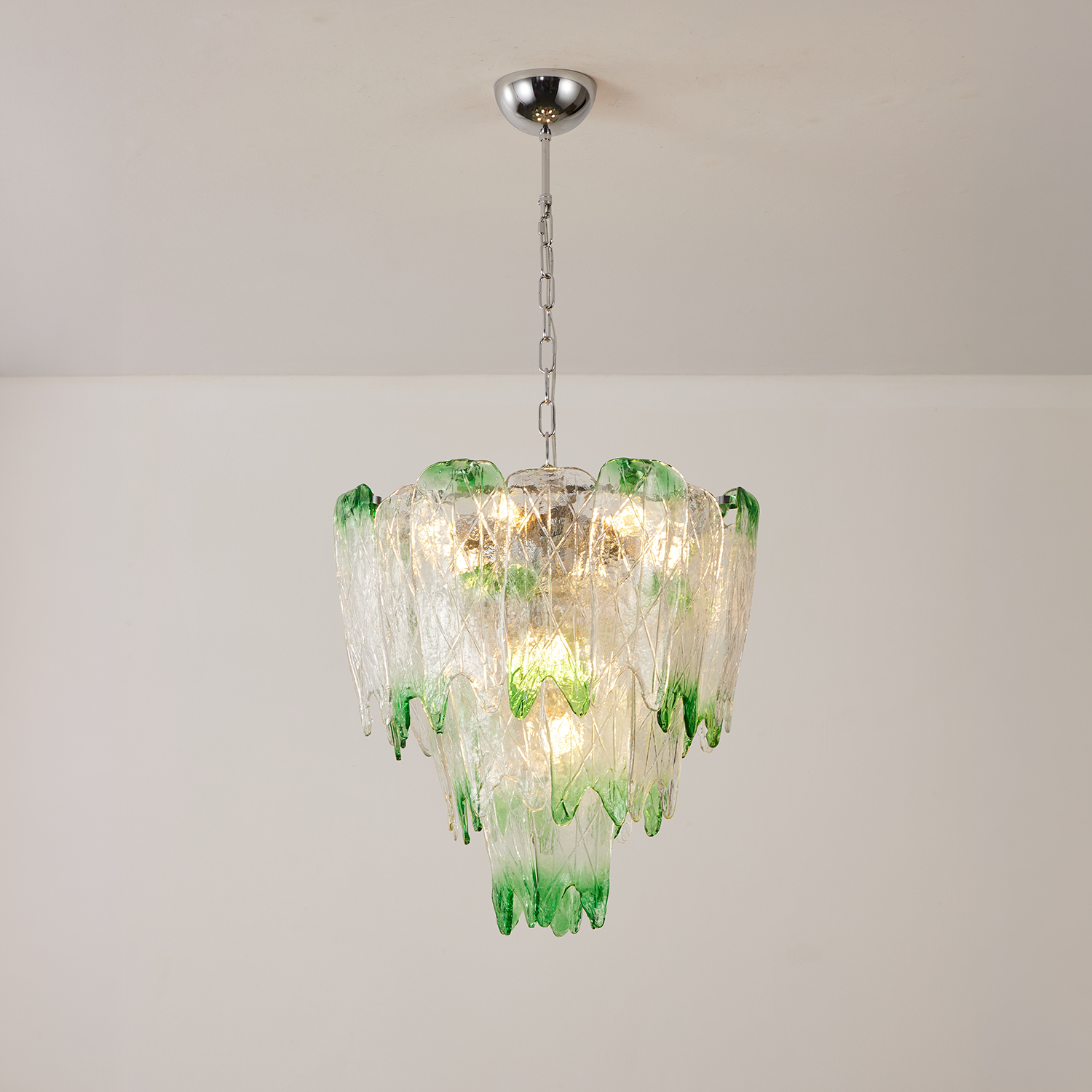 Murano Style Ice Green Textured Glass Chandelier