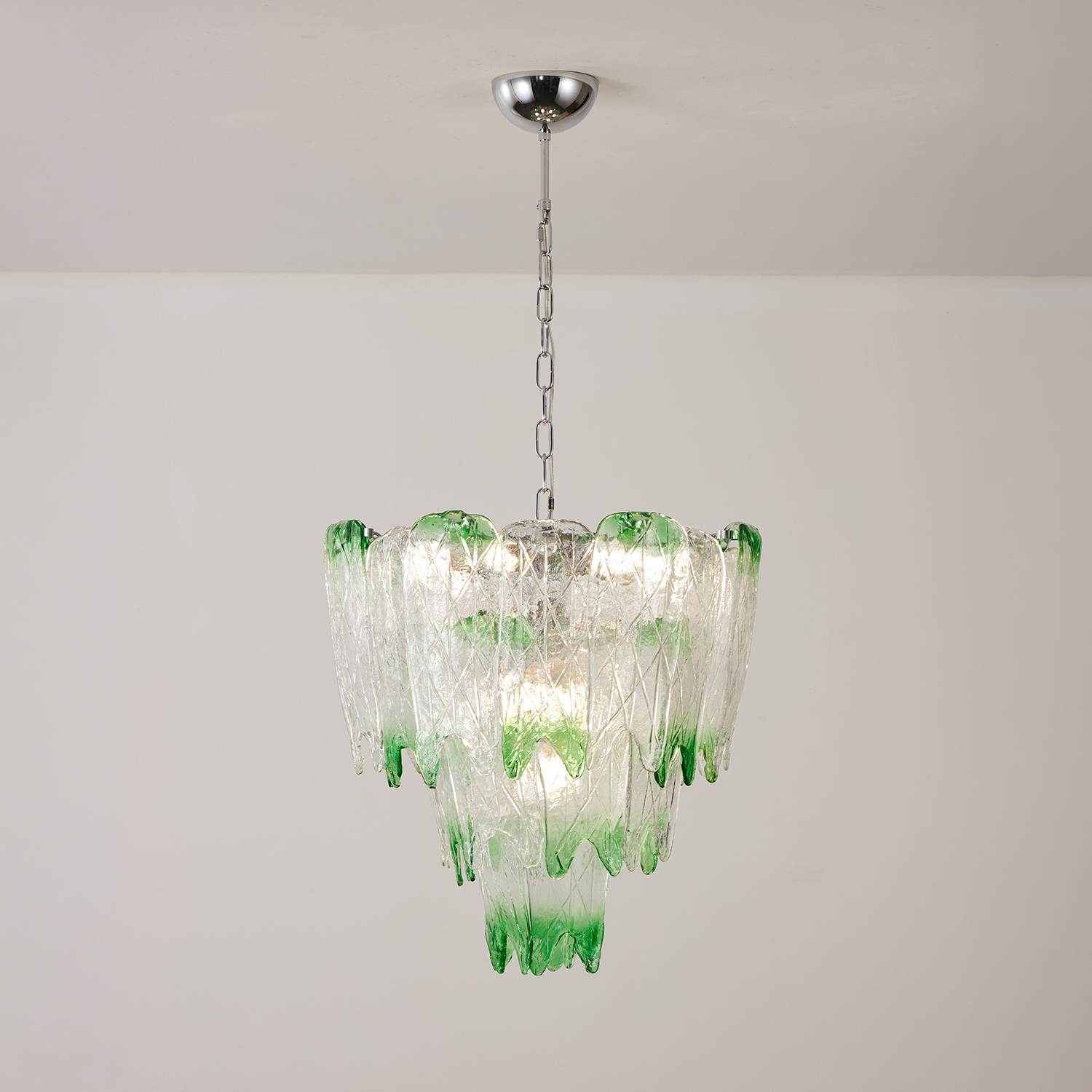 Murano Style Ice Green Textured Glass Chandelier