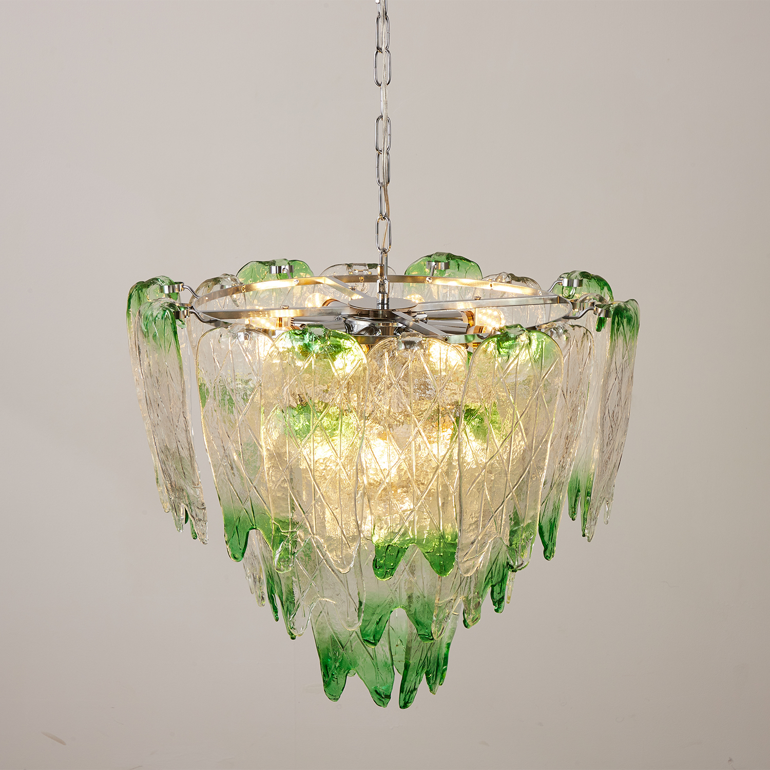 Murano Style Ice Green Textured Glass Chandelier