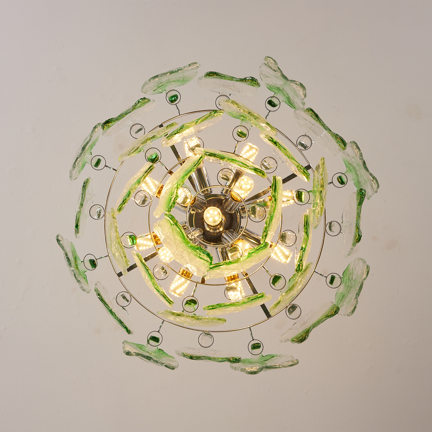 Murano Style Ice Green Textured Glass Chandelier