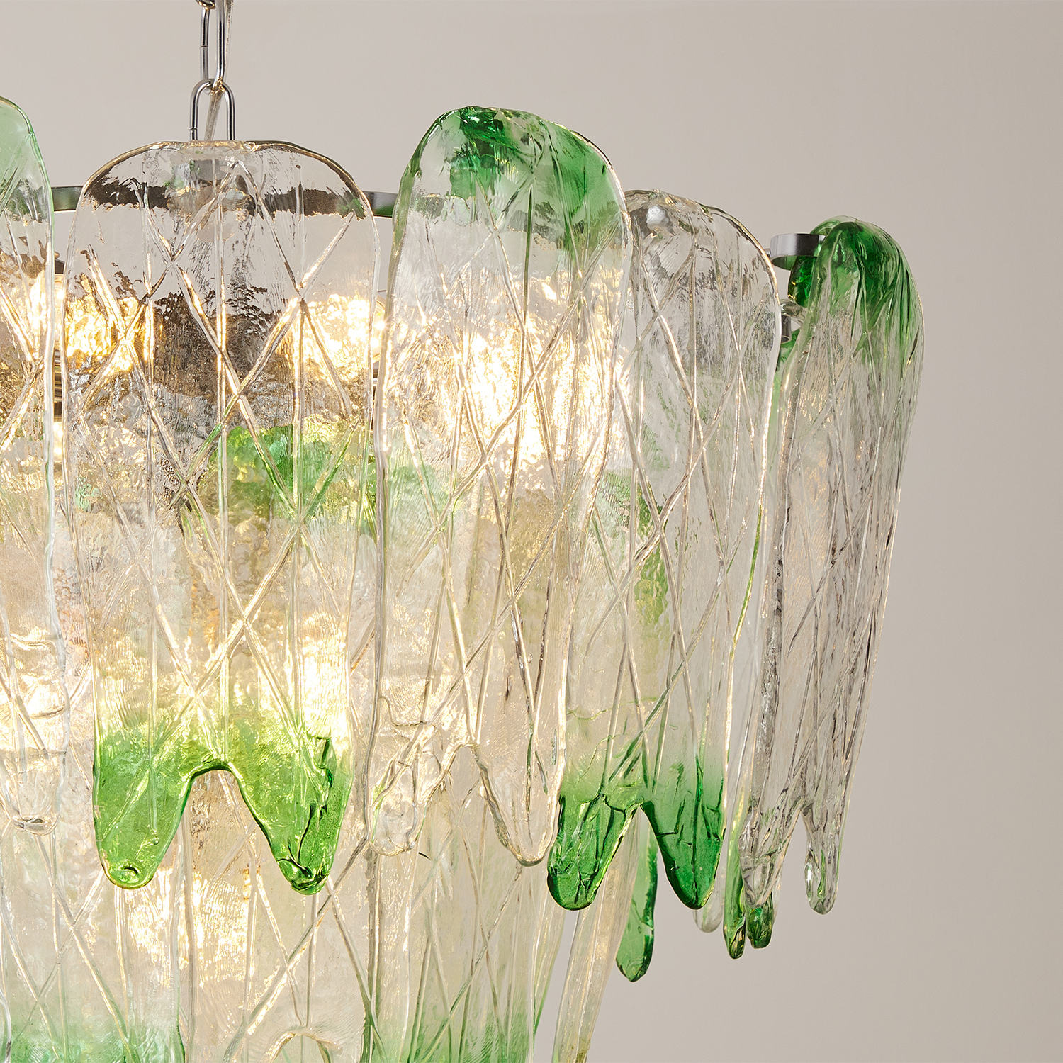 Murano Style Ice Green Textured Glass Chandelier