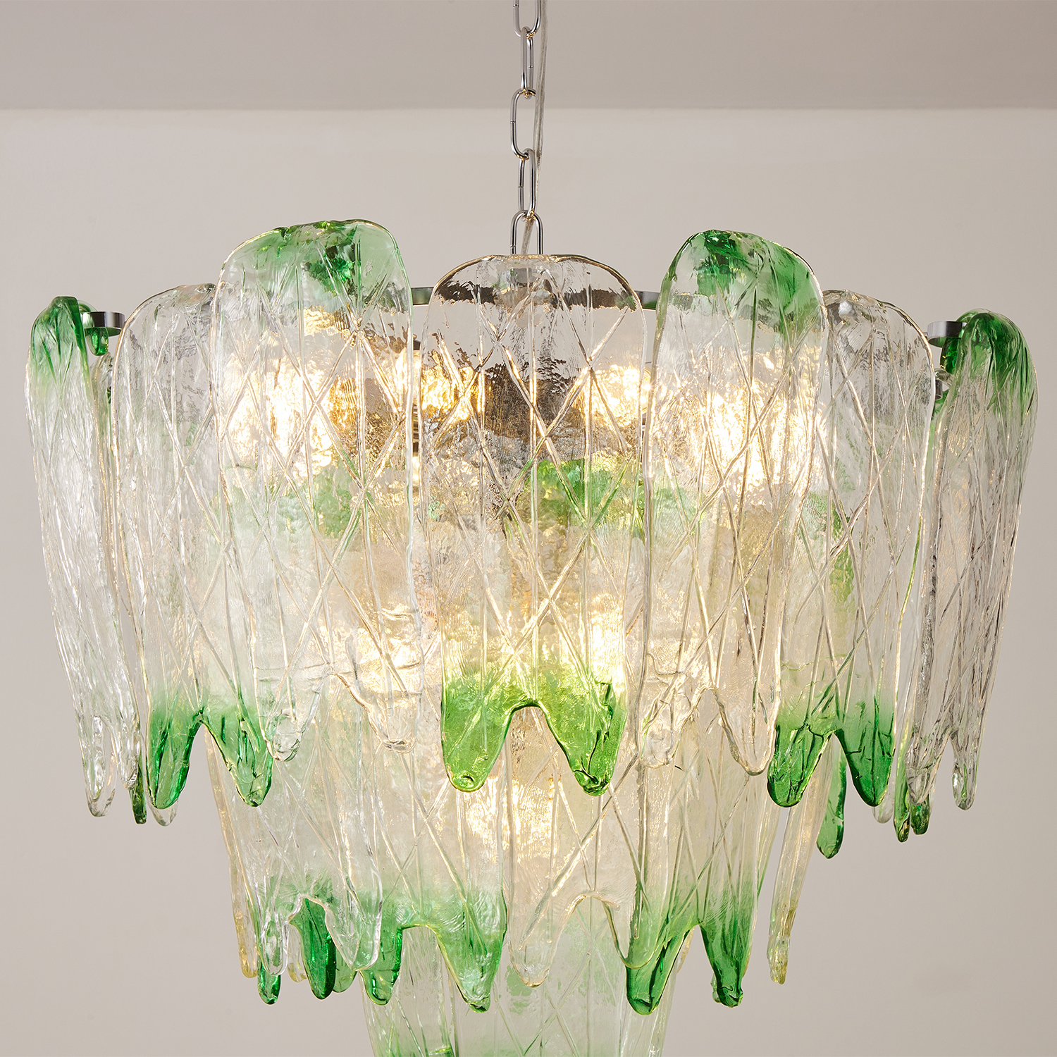Murano Style Ice Green Textured Glass Chandelier