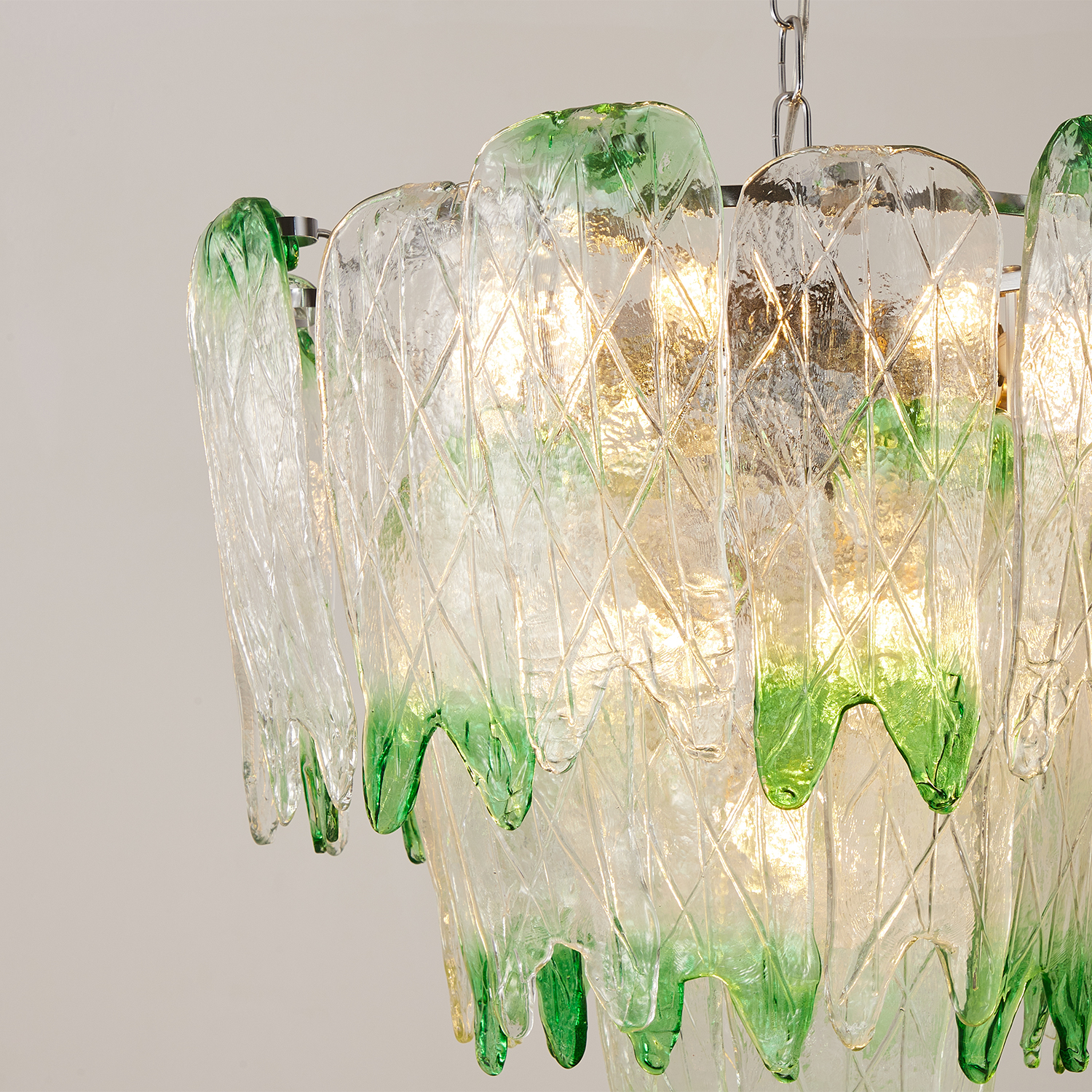 Murano Style Ice Green Textured Glass Chandelier
