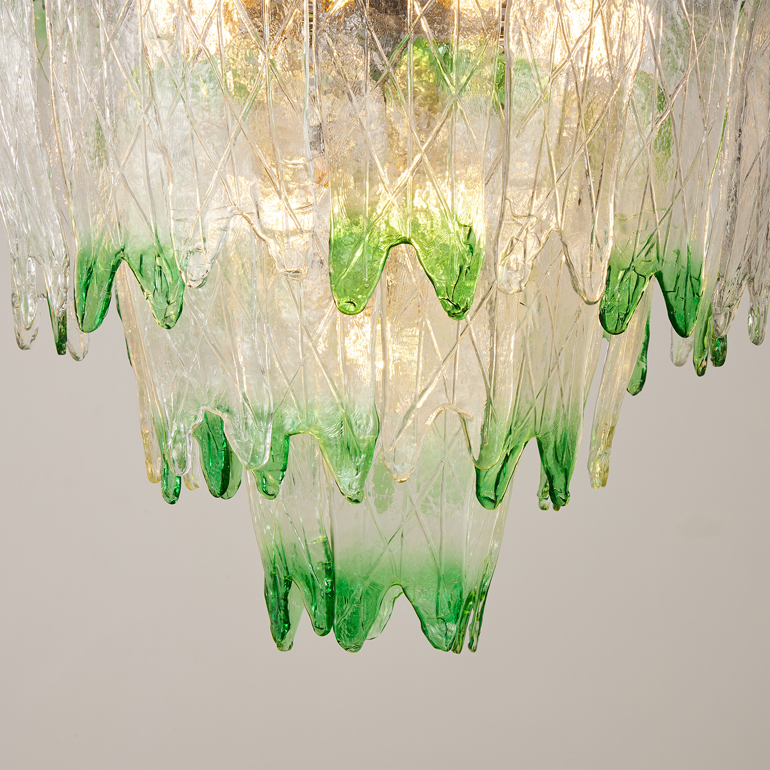 Murano Style Ice Green Textured Glass Chandelier