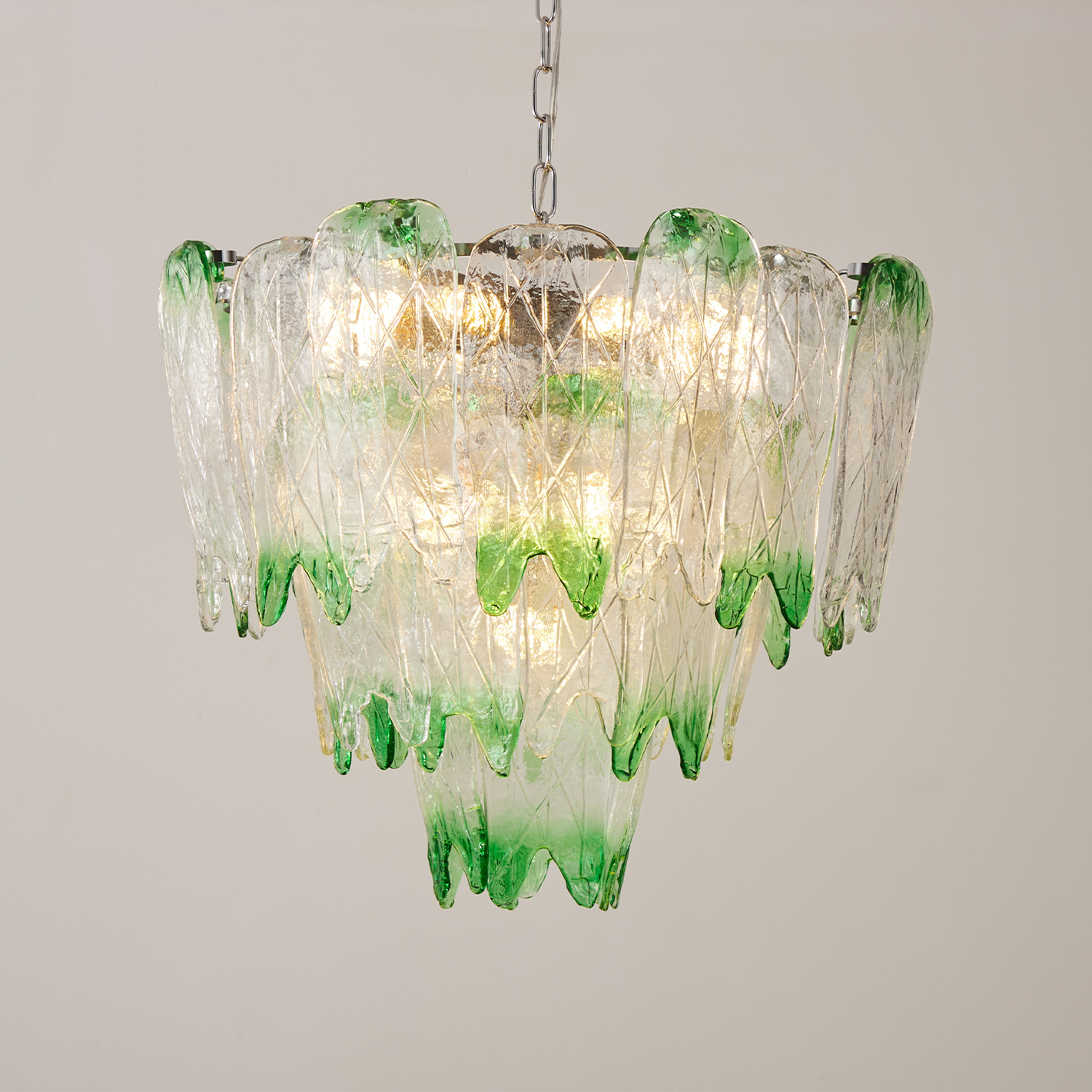 Murano Style Ice Green Textured Glass Chandelier