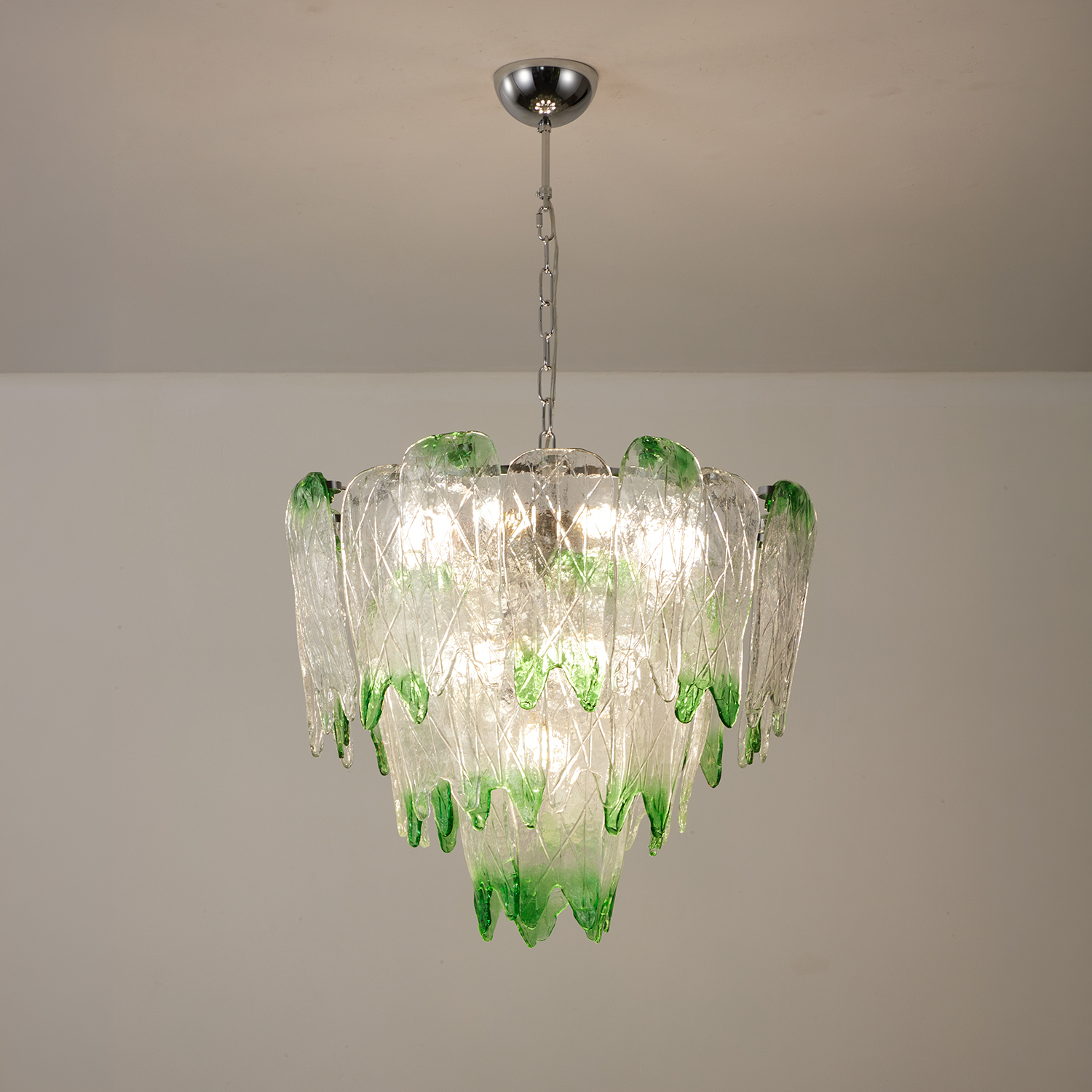 Murano Style Ice Green Textured Glass Chandelier