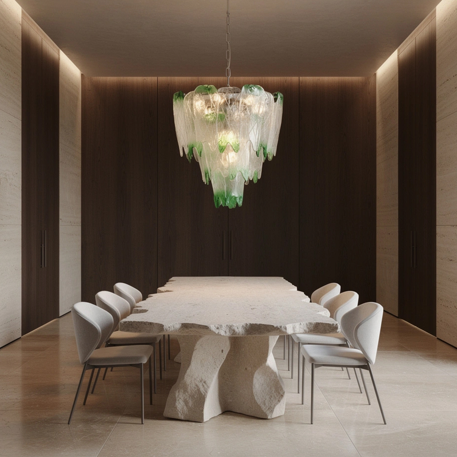 Murano Style Ice Green Textured Glass Chandelier