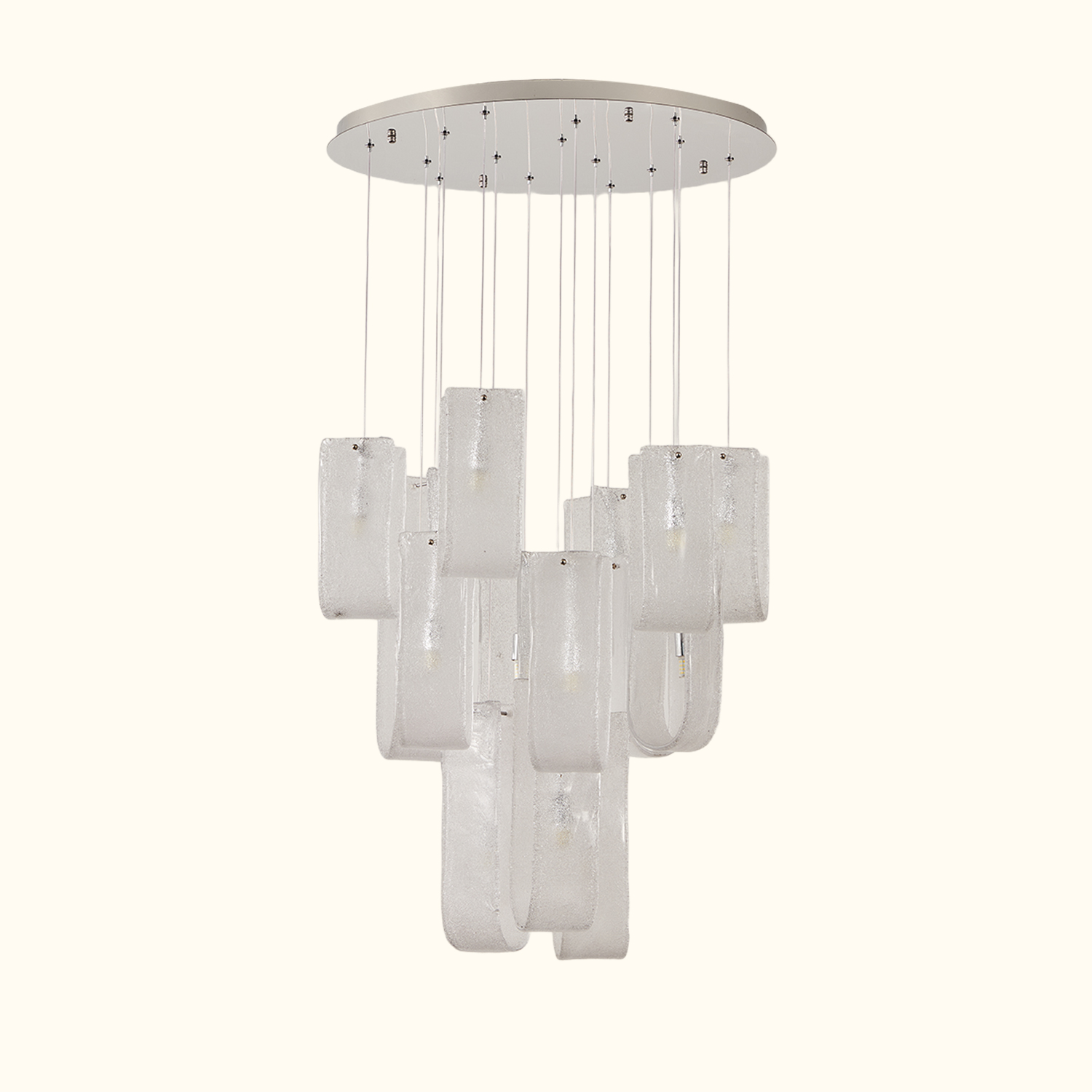 Modern Frosted Ice Glass Cascading Chandelier