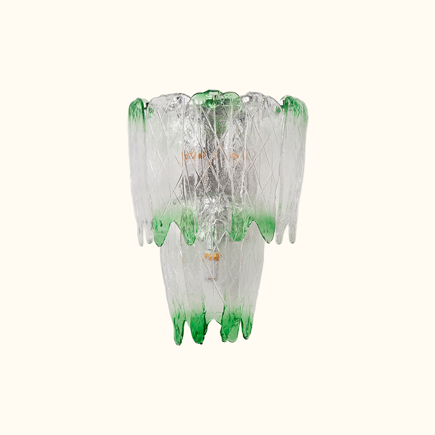 Murano Style Ice Green Textured Glass Wall Lamp