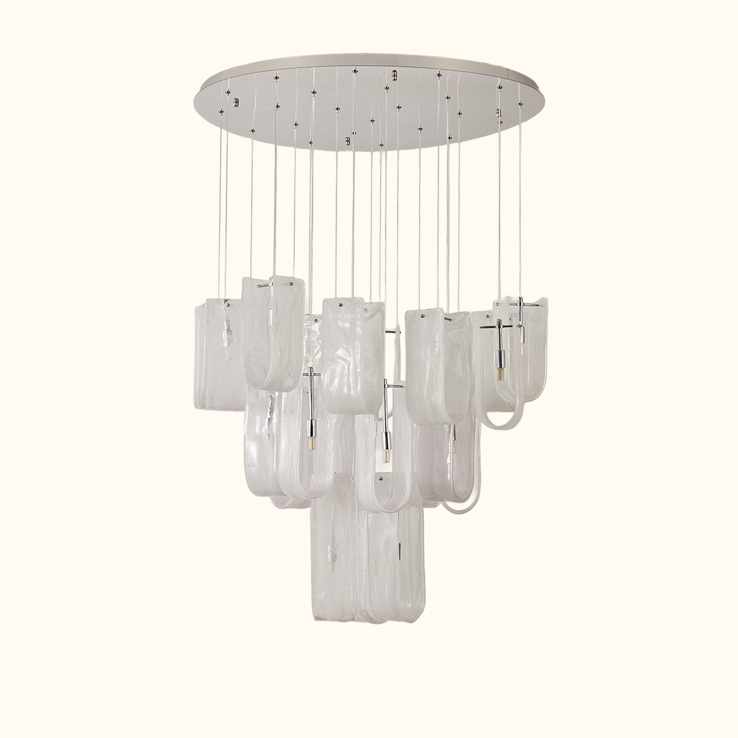 Modern Frosted Ice Glass Cascading Chandelier