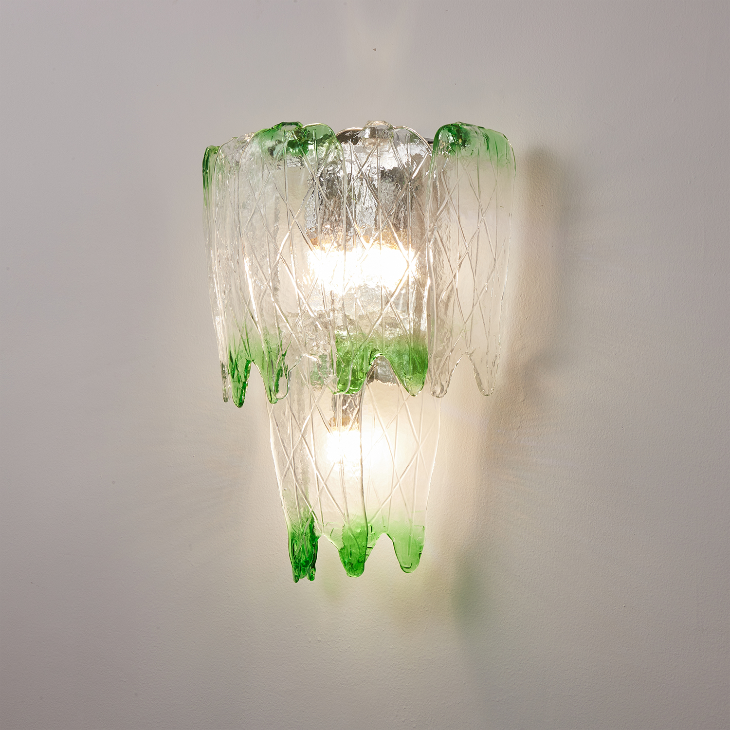 Murano Style Ice Green Textured Glass Wall Lamp
