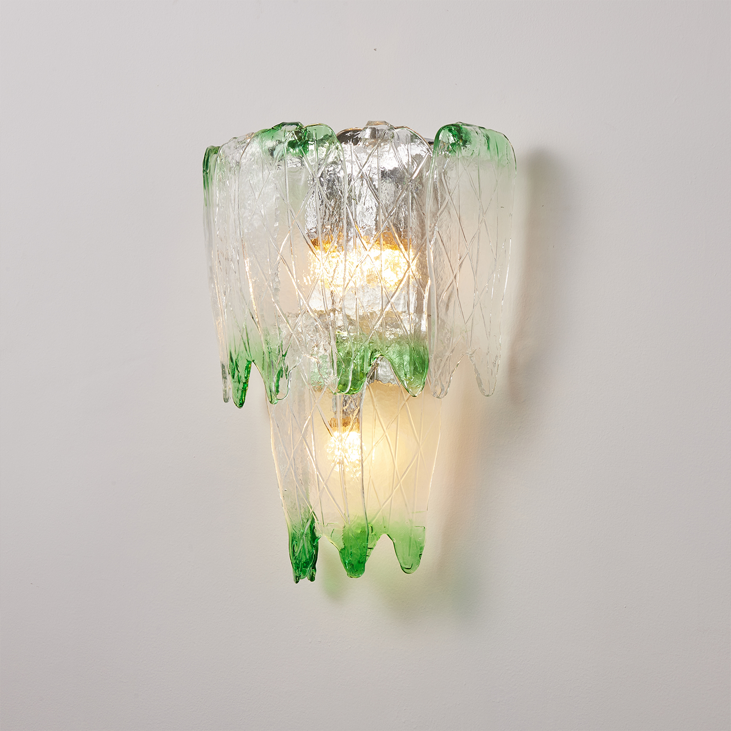 Murano Style Ice Green Textured Glass Wall Lamp