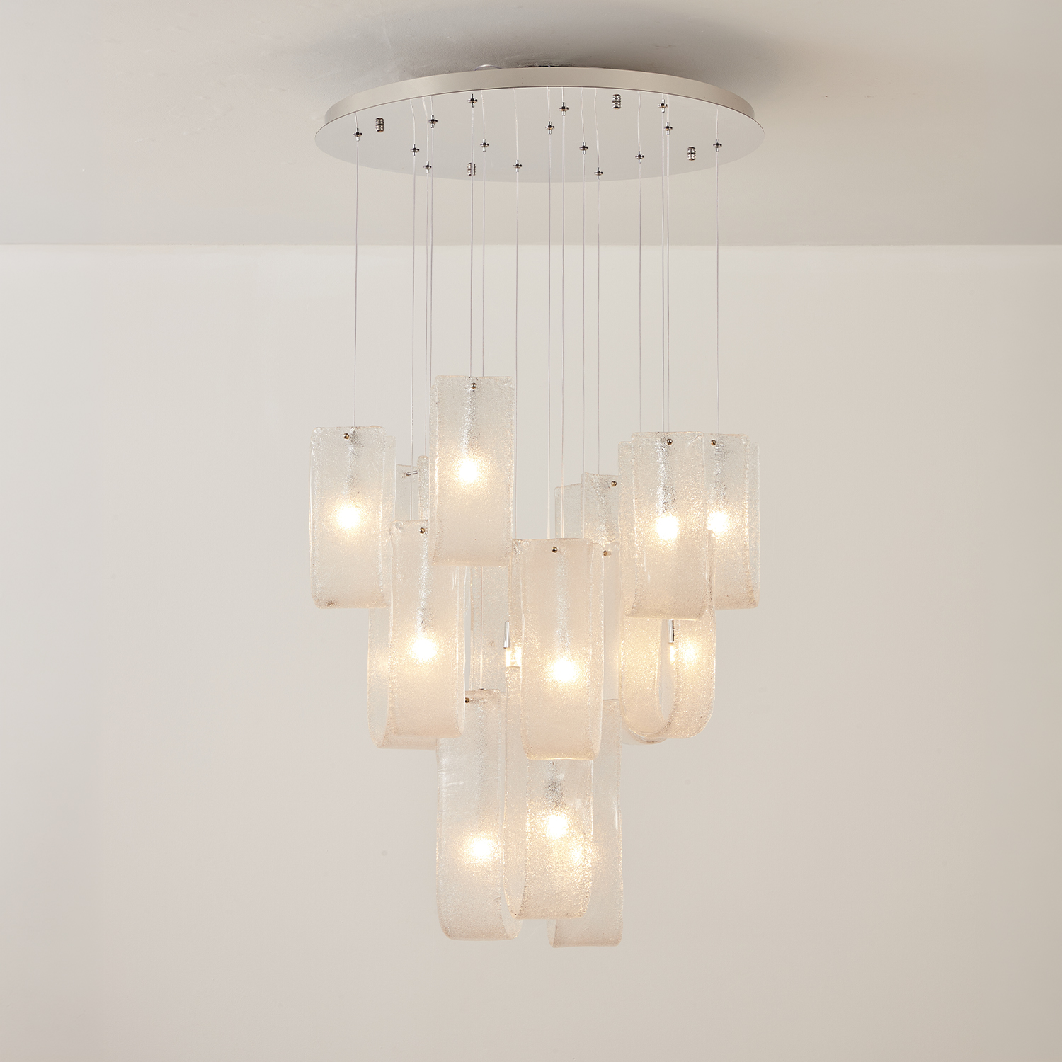 Modern Frosted Ice Glass Cascading Chandelier