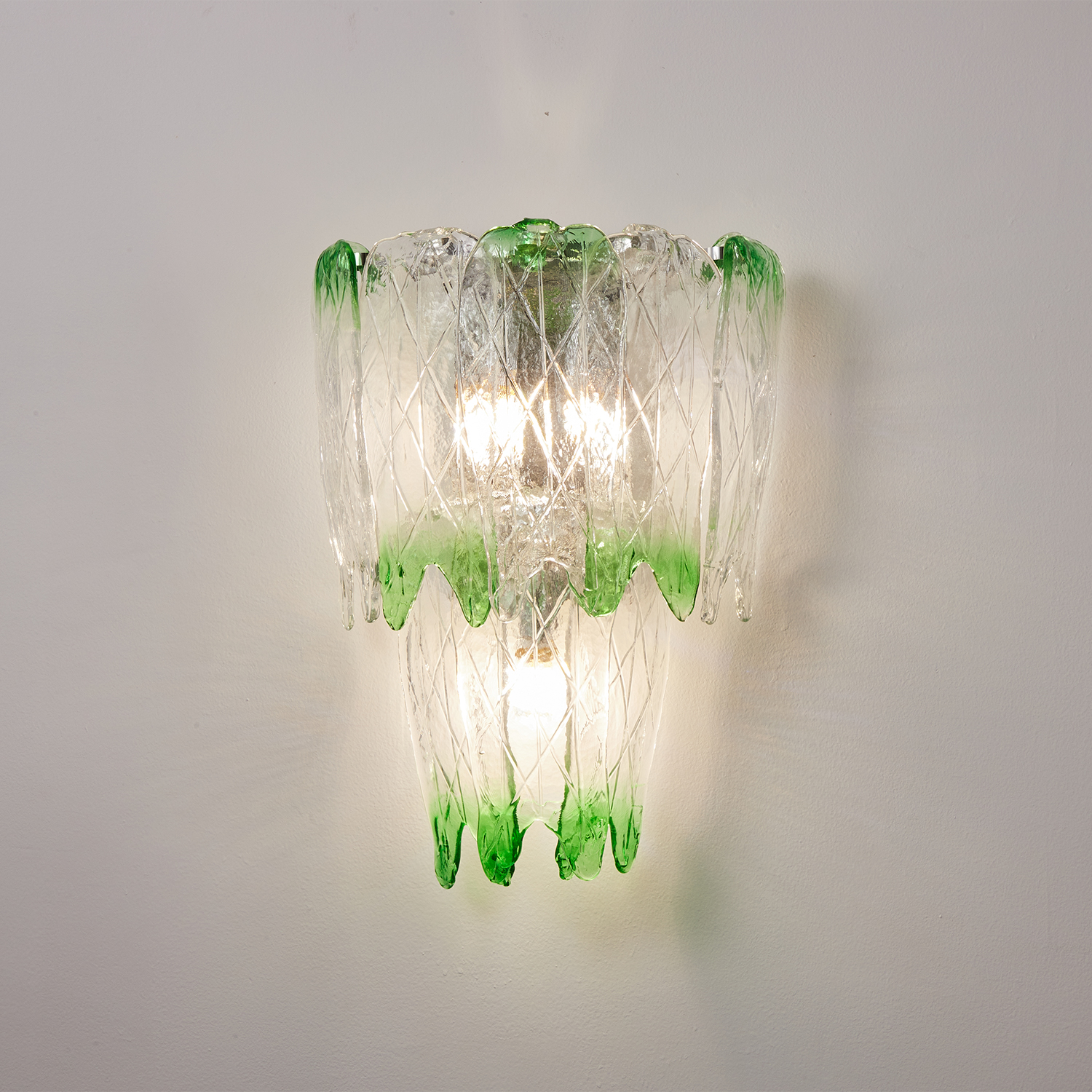 Murano Style Ice Green Textured Glass Wall Lamp