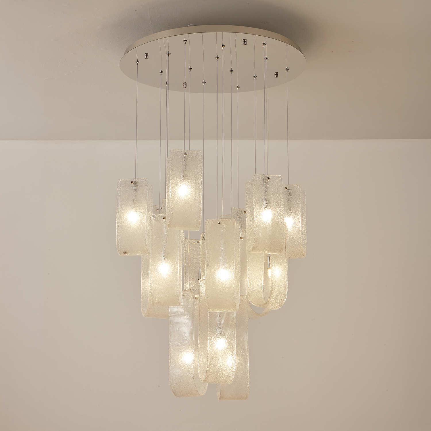 Modern Frosted Ice Glass Cascading Chandelier