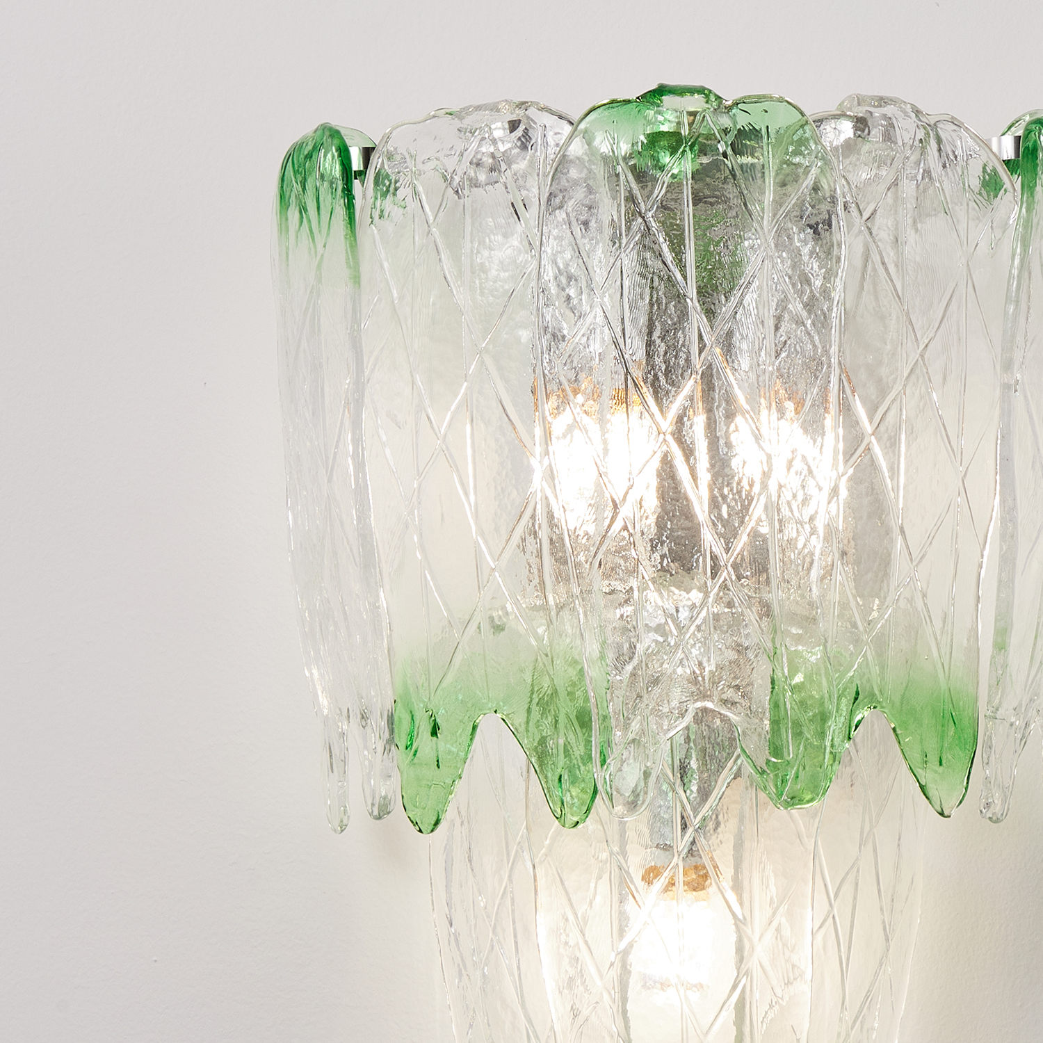 Murano Style Ice Green Textured Glass Wall Lamp