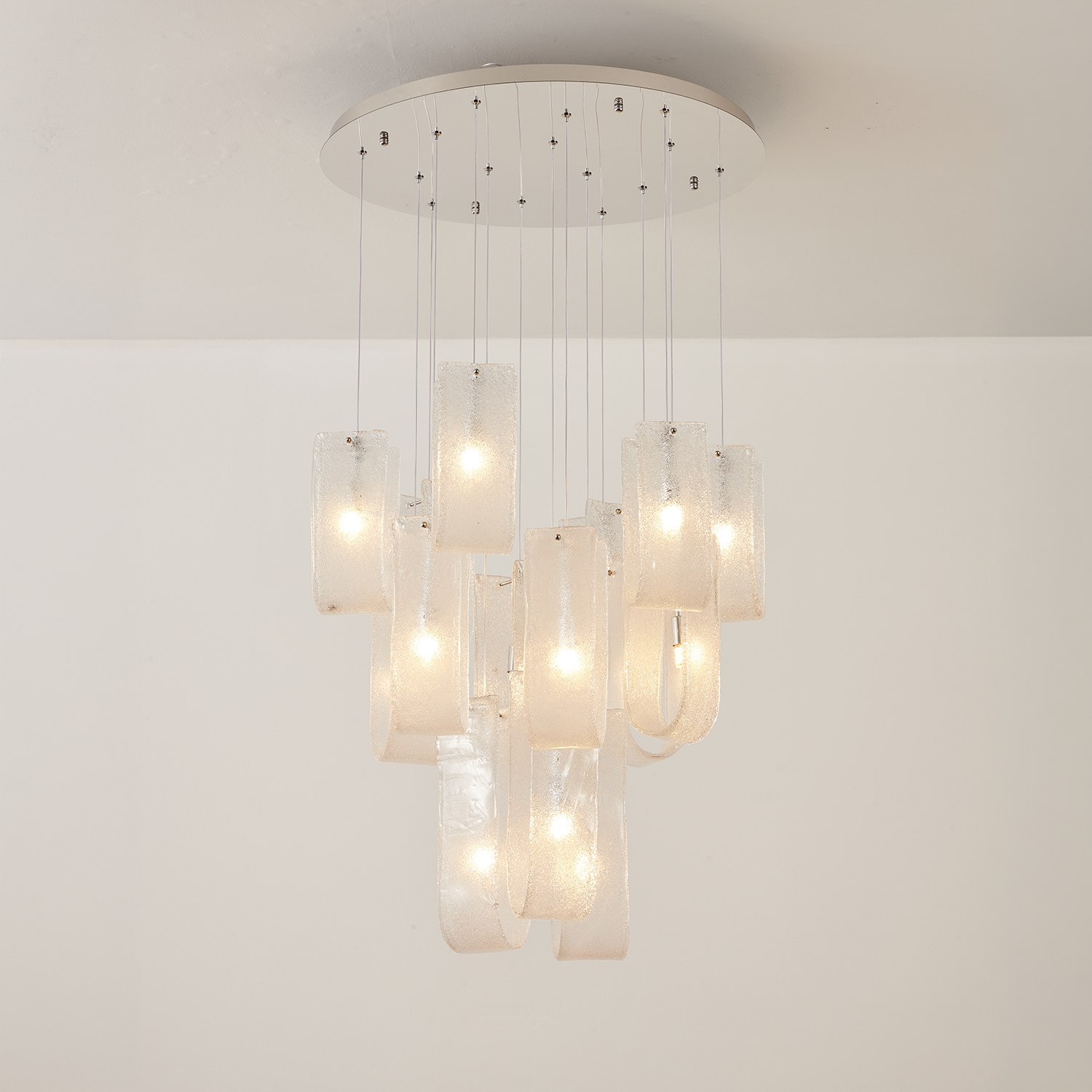 Modern Frosted Ice Glass Cascading Chandelier