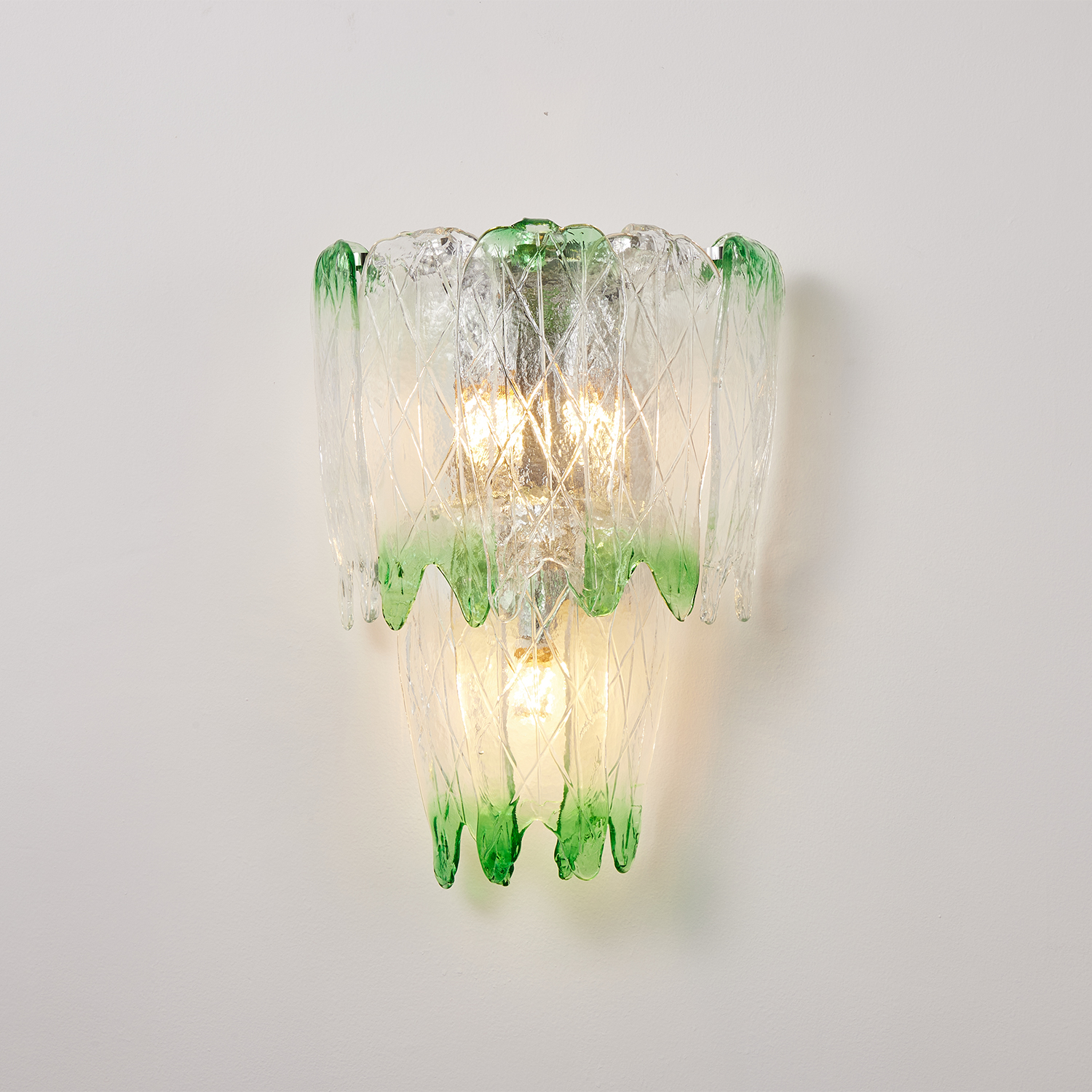 Murano Style Ice Green Textured Glass Wall Lamp