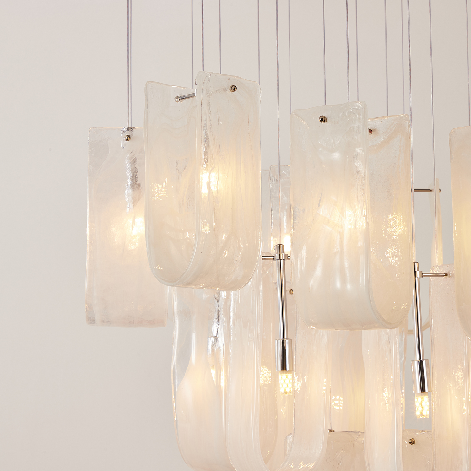 Modern Frosted Ice Glass Cascading Chandelier