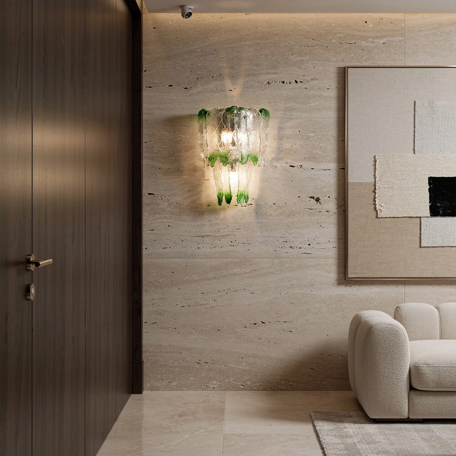 Murano Style Ice Green Textured Glass Wall Lamp