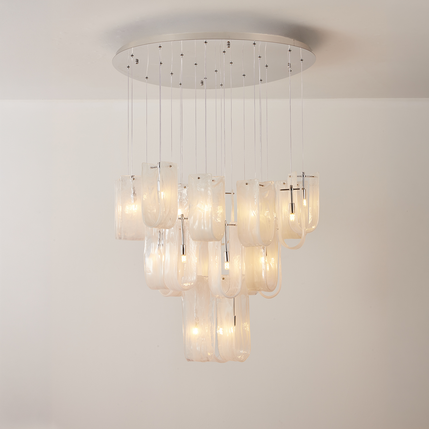 Modern Frosted Ice Glass Cascading Chandelier