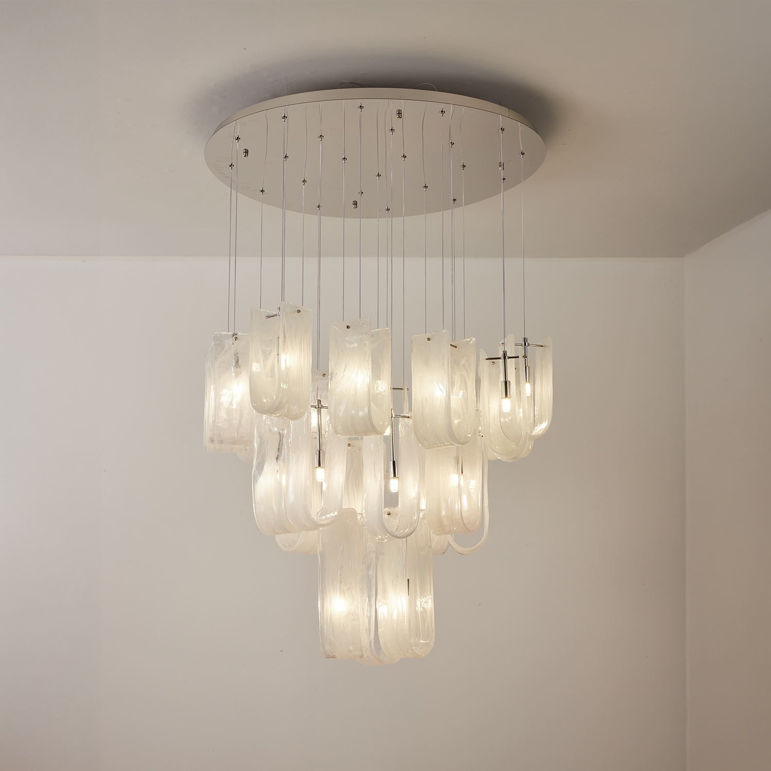 Modern Frosted Ice Glass Cascading Chandelier