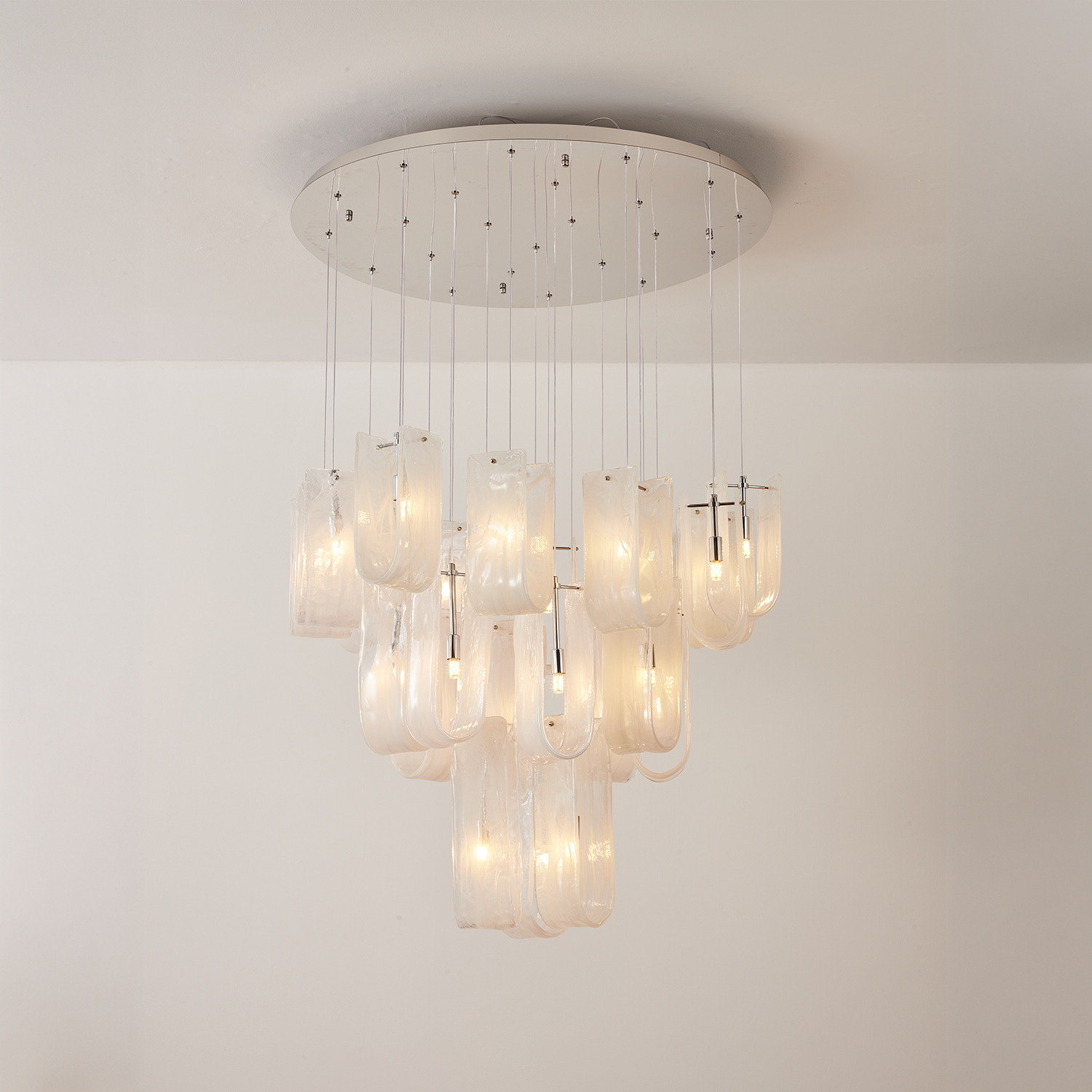 Modern Frosted Ice Glass Cascading Chandelier