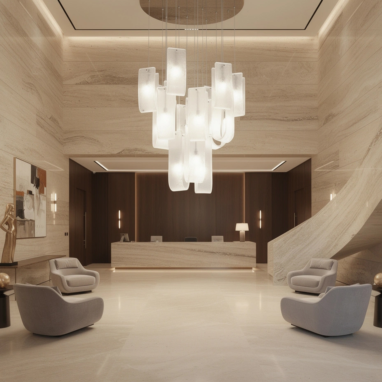 Modern Frosted Ice Glass Cascading Chandelier