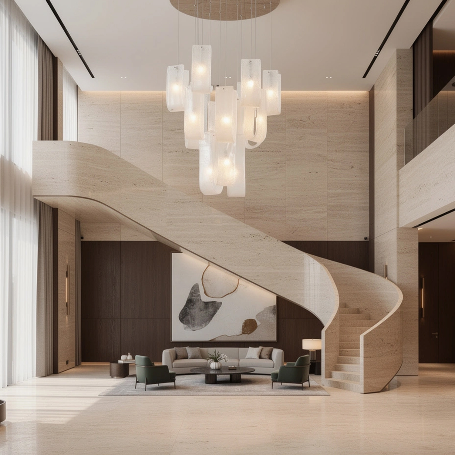 Modern Frosted Ice Glass Cascading Chandelier
