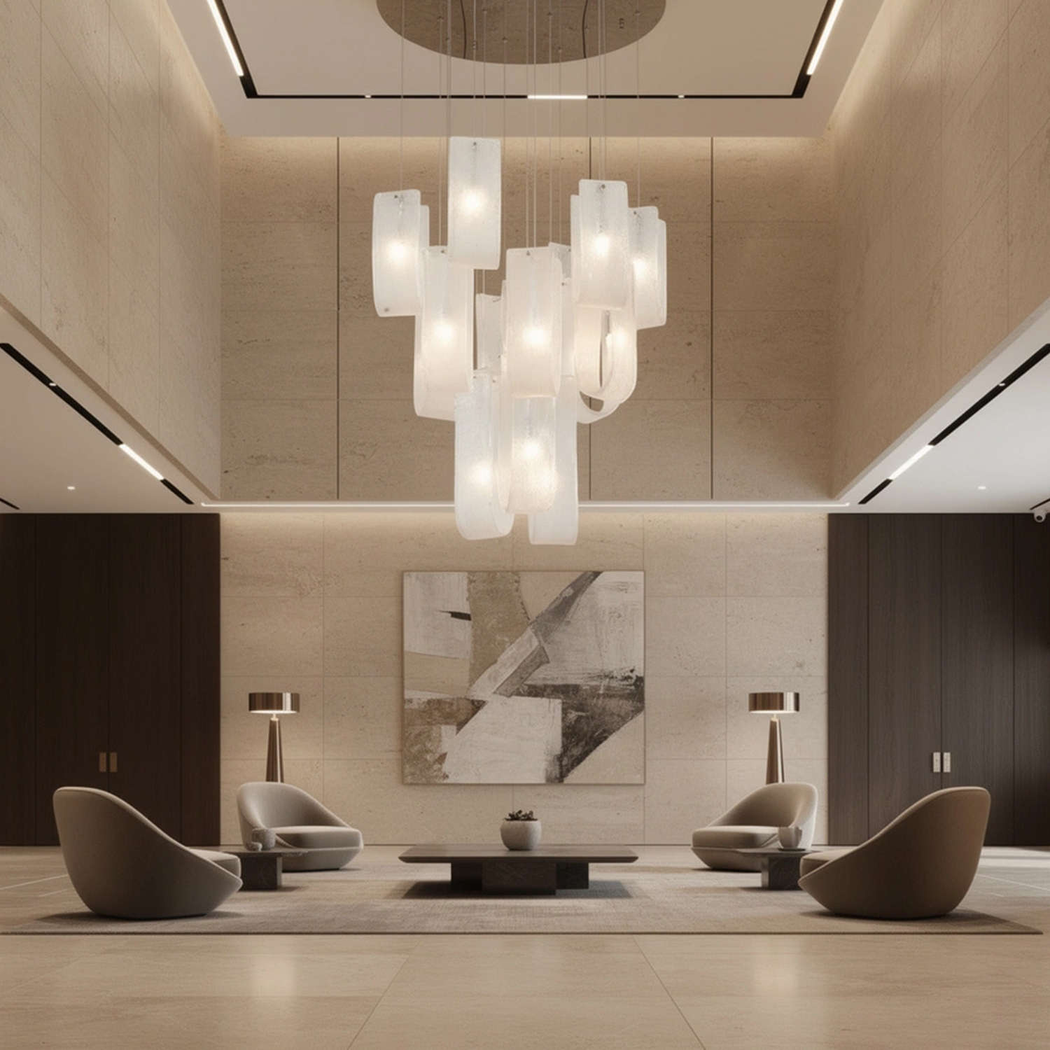 Modern Frosted Ice Glass Cascading Chandelier