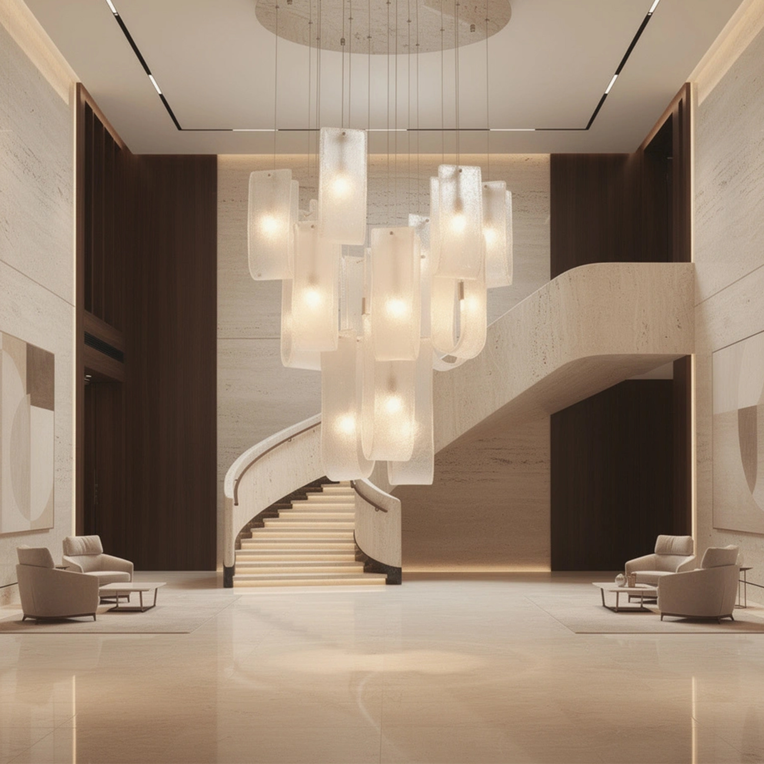 Modern Frosted Ice Glass Cascading Chandelier