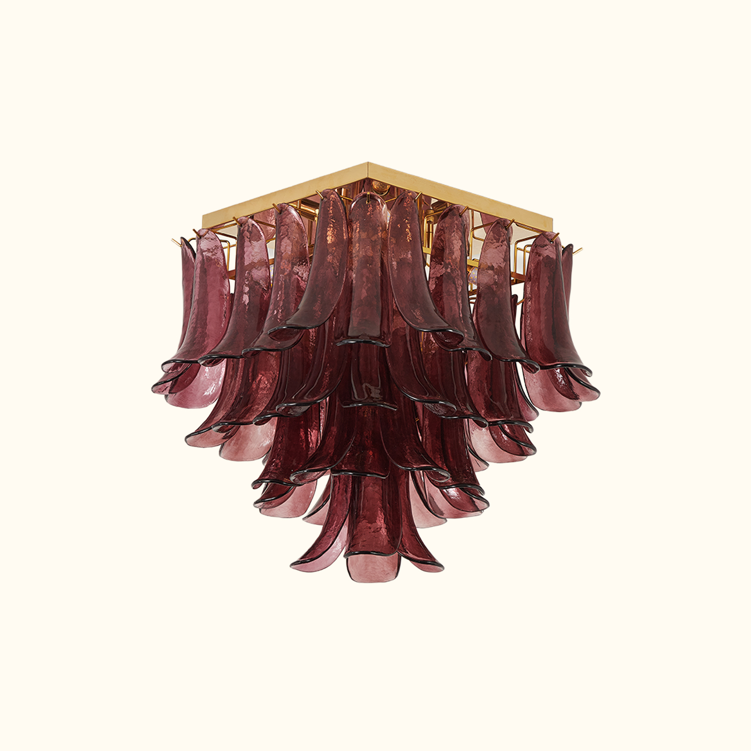 Murano Style Red Floral Glass Chandelier
