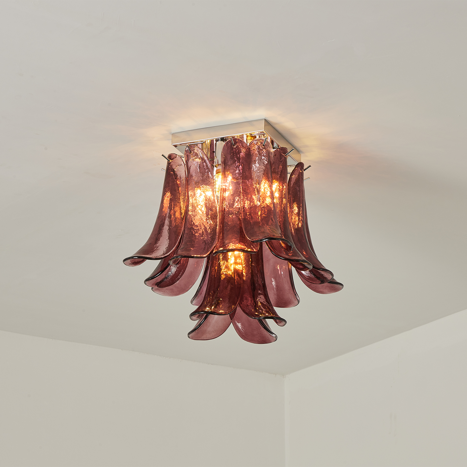 Murano Style Red Floral Glass Chandelier