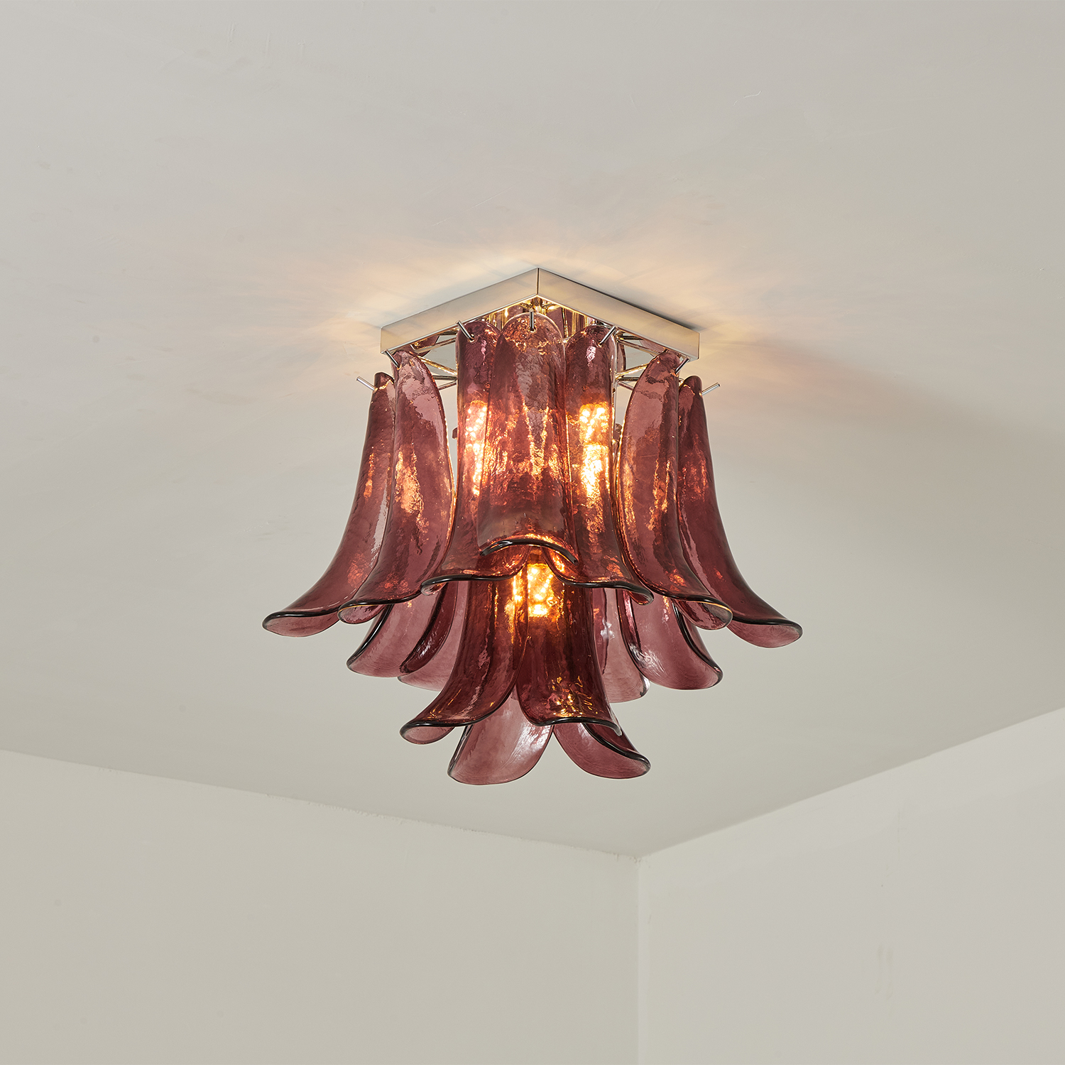 Murano Style Red Floral Glass Chandelier
