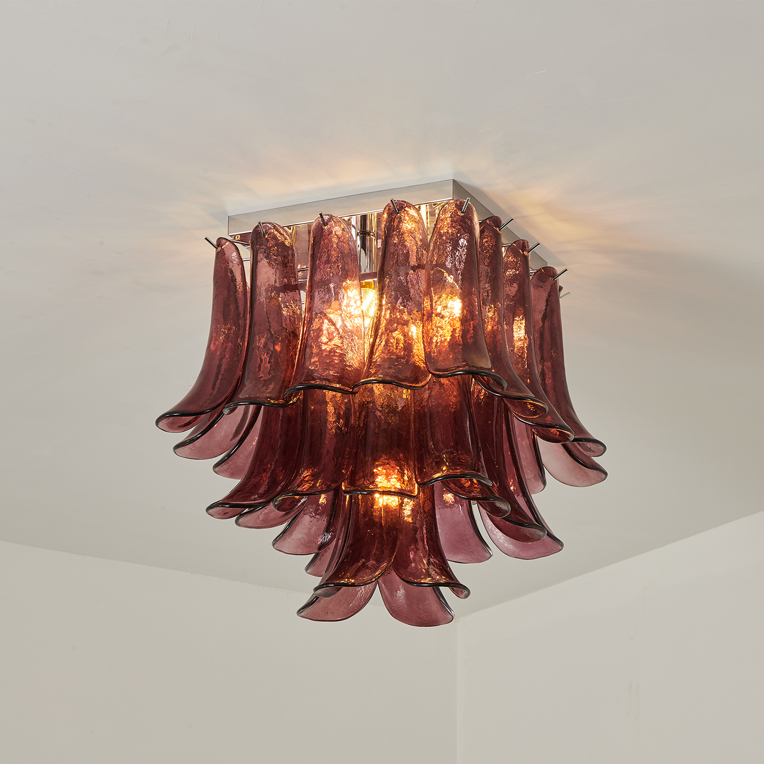 Murano Style Red Floral Glass Chandelier