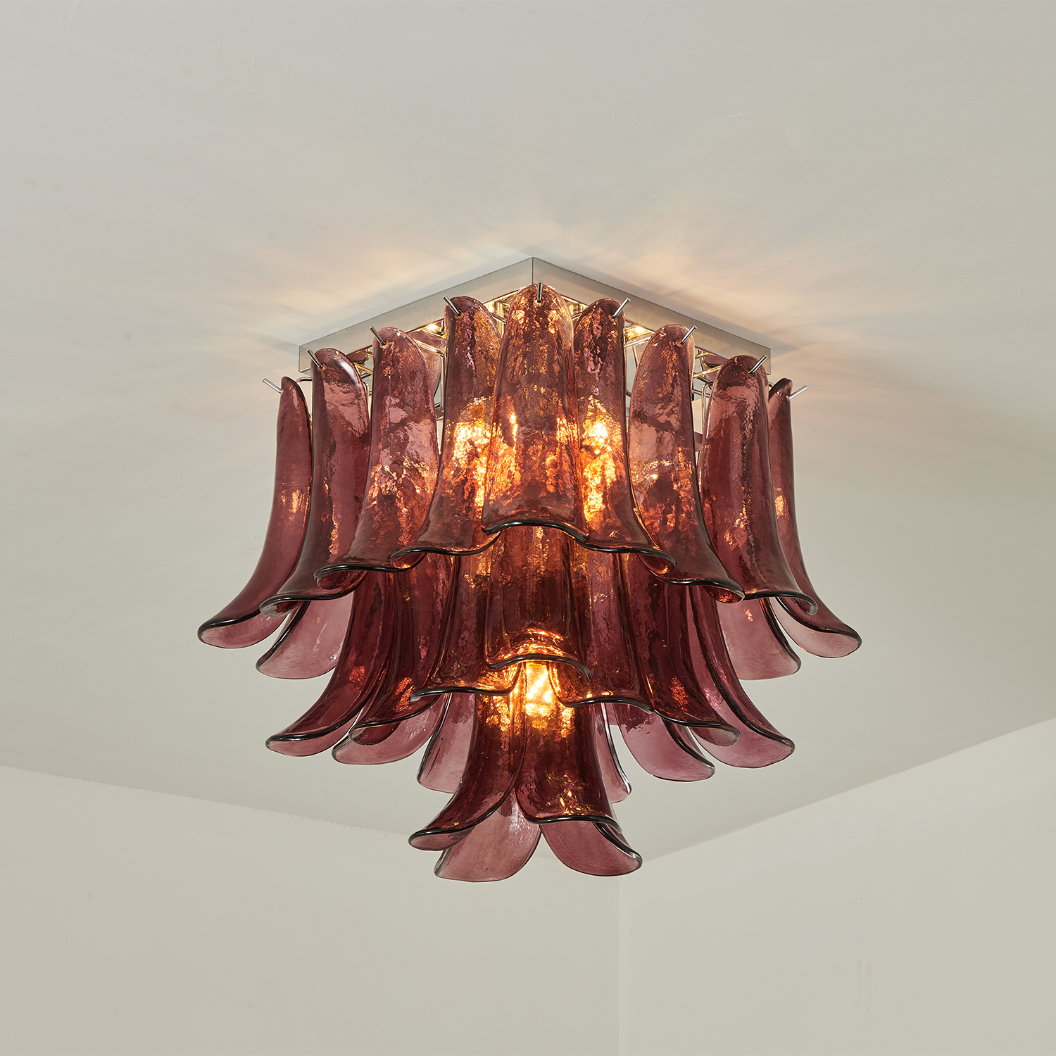 Murano Style Red Floral Glass Chandelier