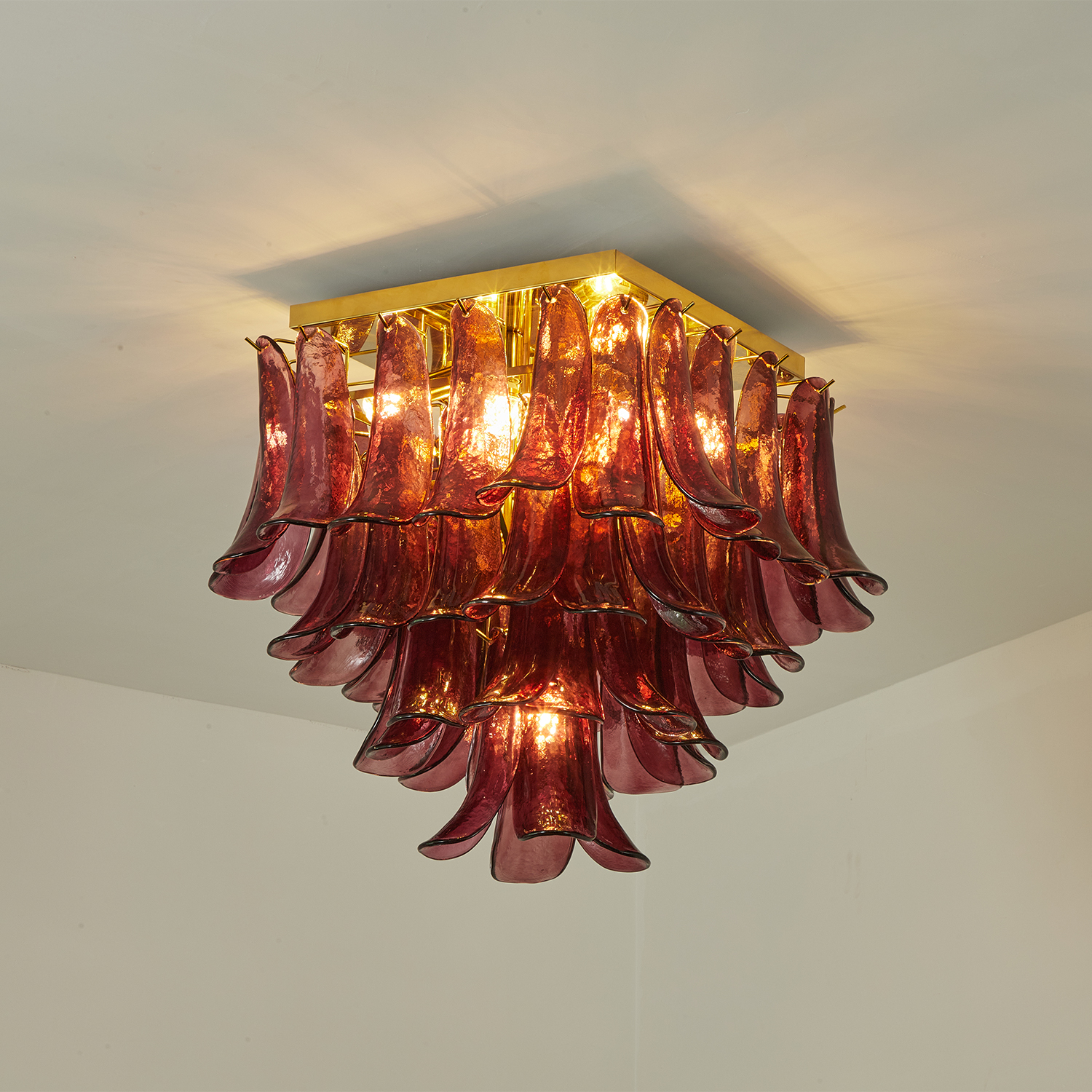 Murano Style Red Floral Glass Chandelier