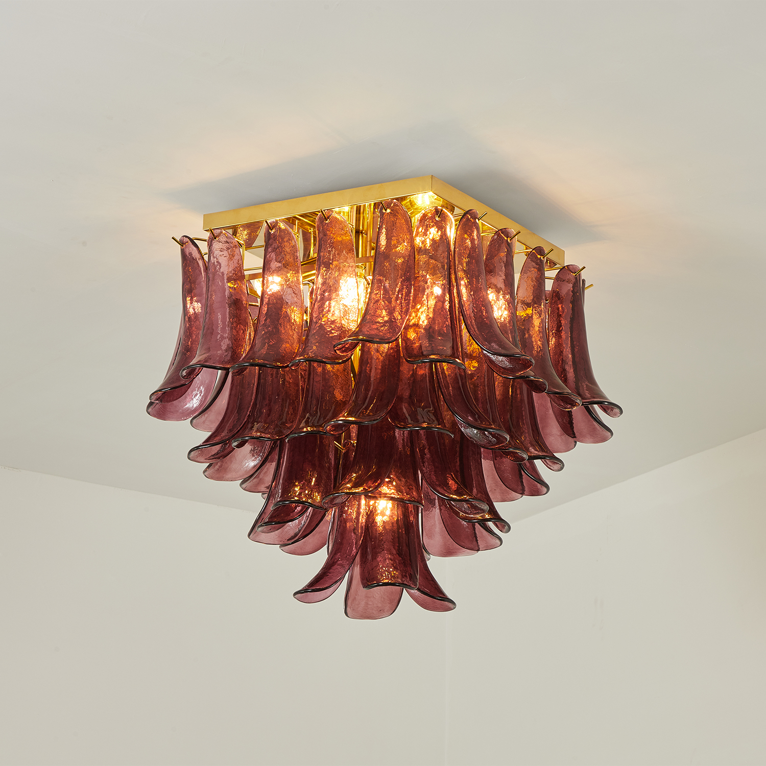 Murano Style Red Floral Glass Chandelier