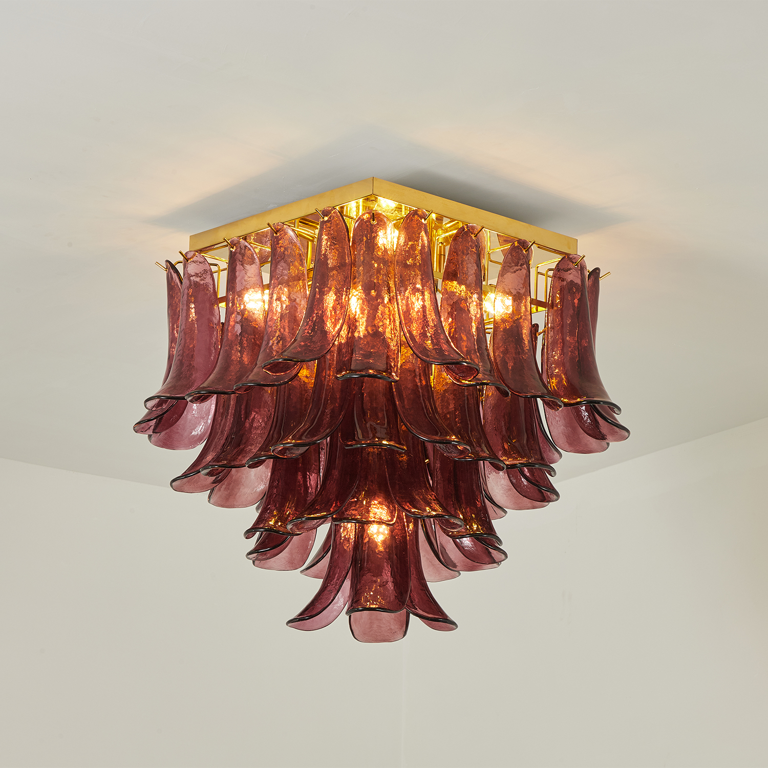 Murano Style Red Floral Glass Chandelier