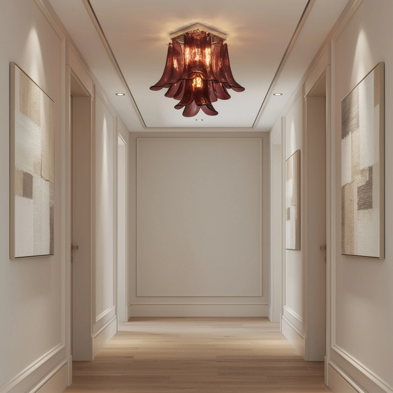 Murano Style Red Floral Glass Chandelier