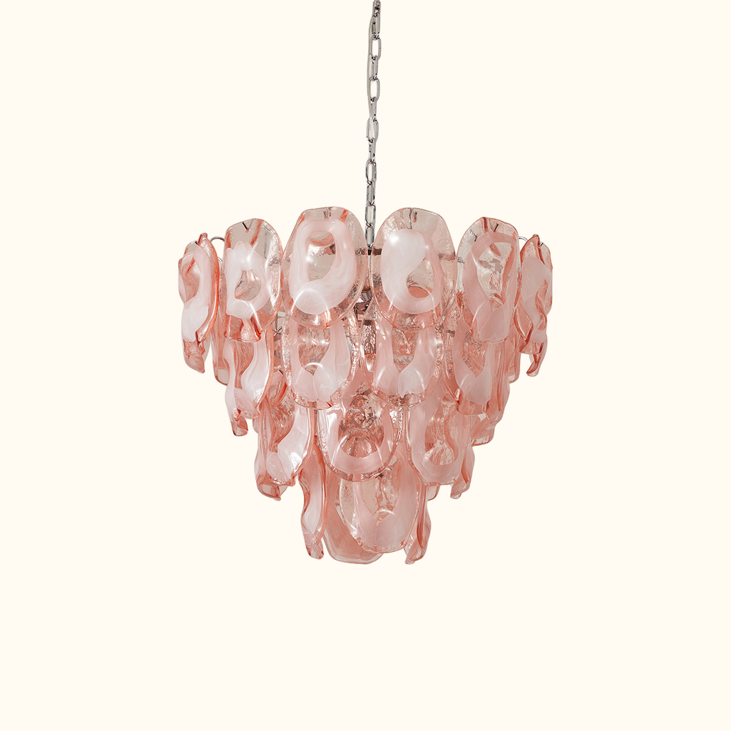Murano-Style Sculpted Glass Link Cascade Chandelier