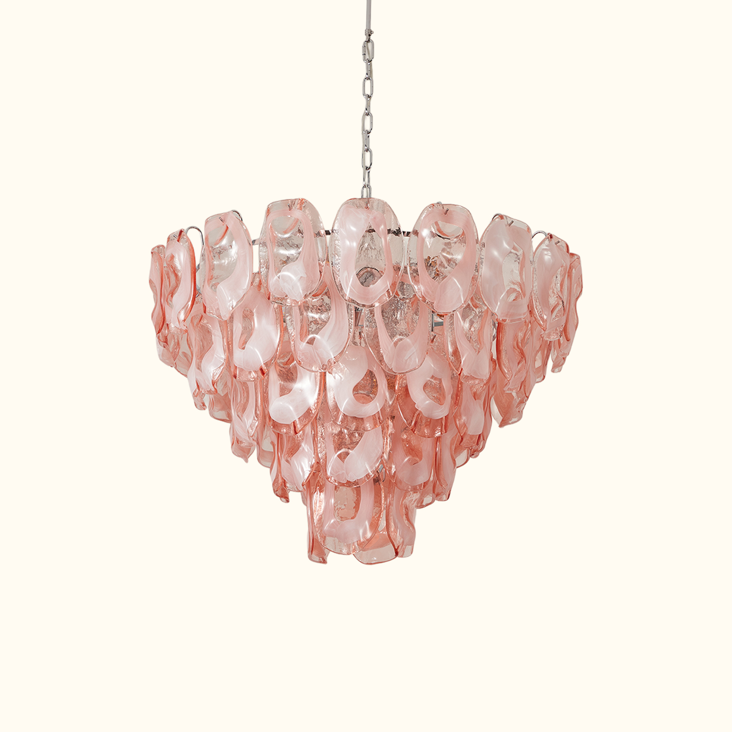 Murano-Style Sculpted Glass Link Cascade Chandelier