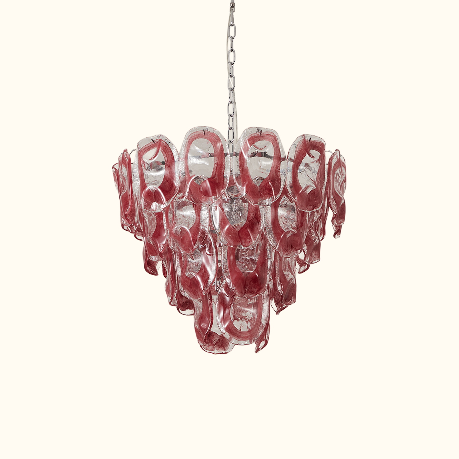 Murano-Style Sculpted Glass Link Cascade Chandelier