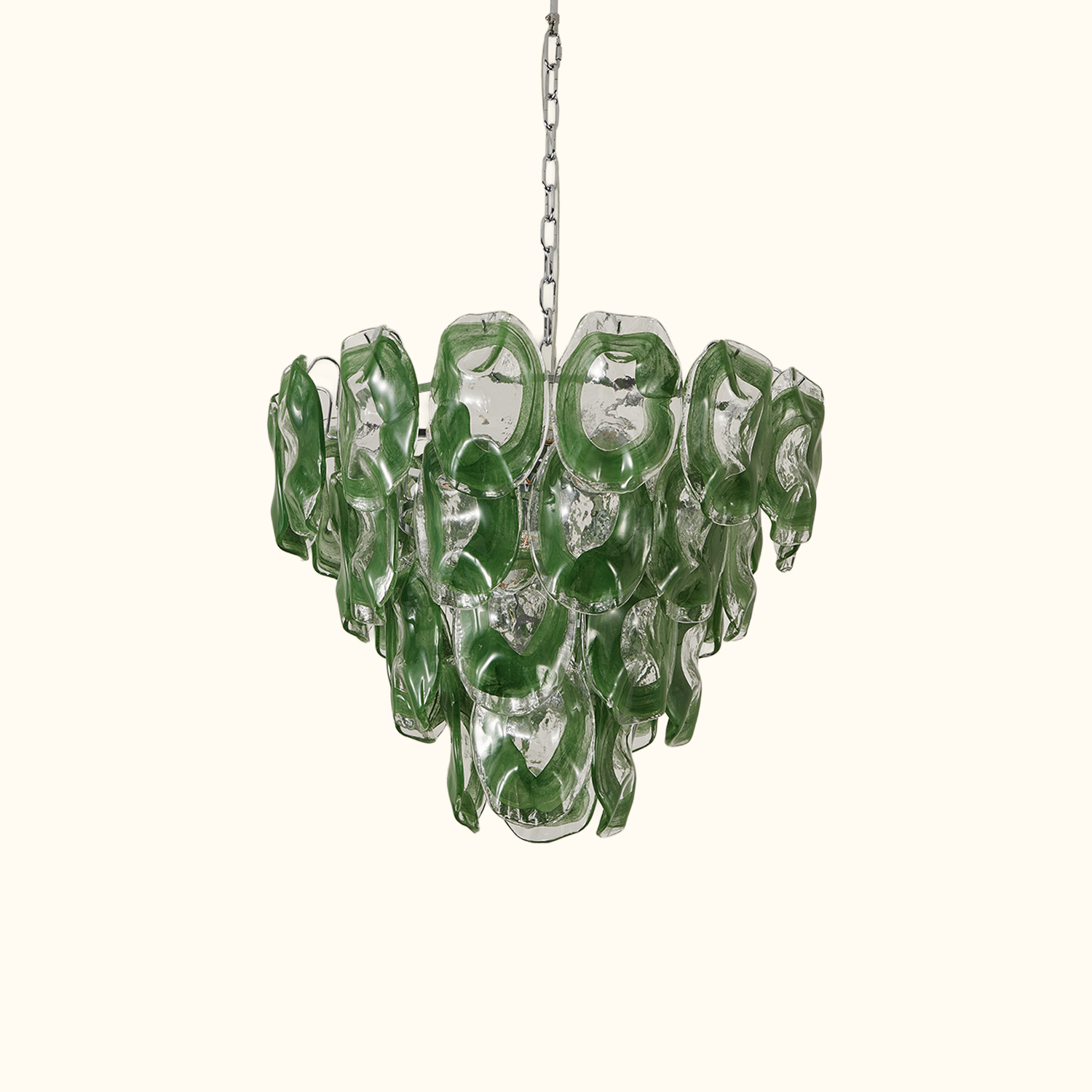 Murano-Style Sculpted Glass Link Cascade Chandelier