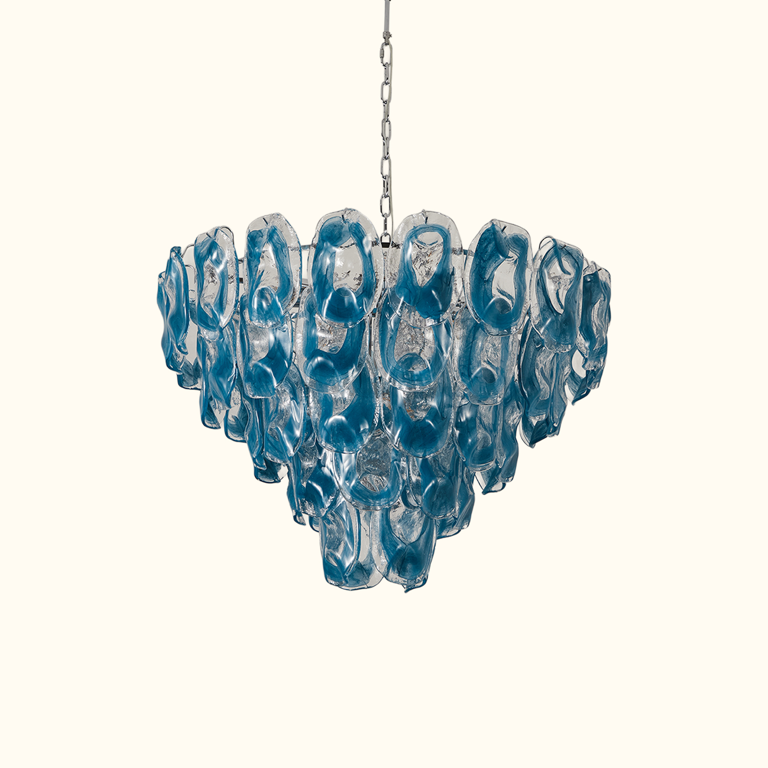 Murano-Style Sculpted Glass Link Cascade Chandelier