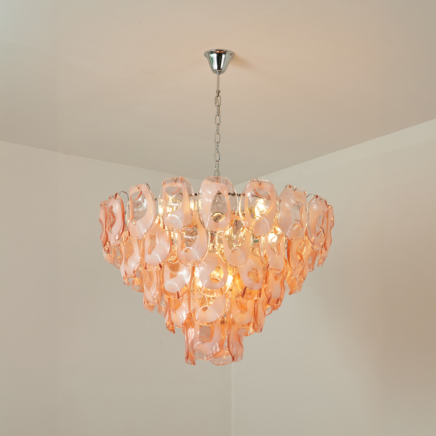 Murano-Style Sculpted Glass Link Cascade Chandelier