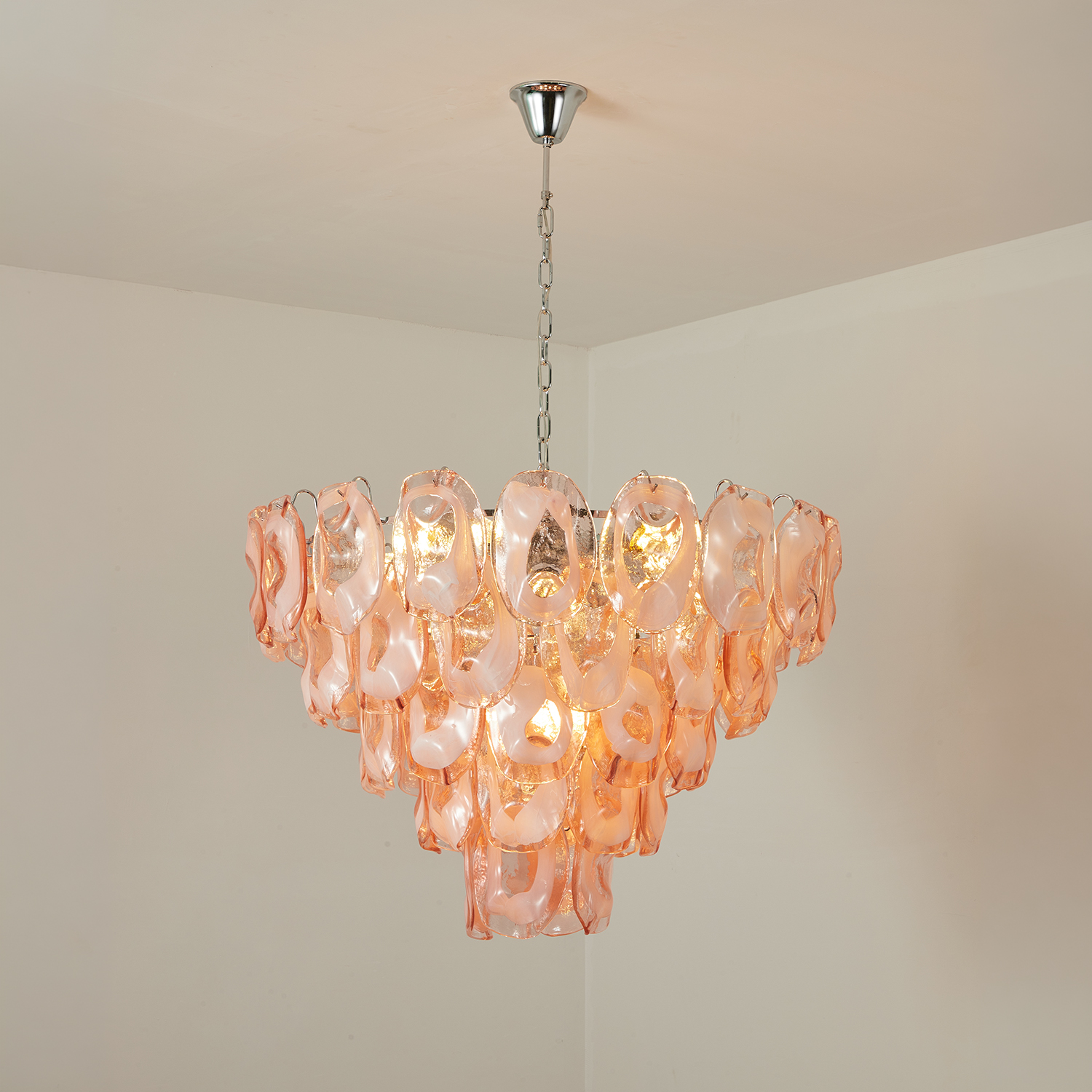 Murano-Style Sculpted Glass Link Cascade Chandelier