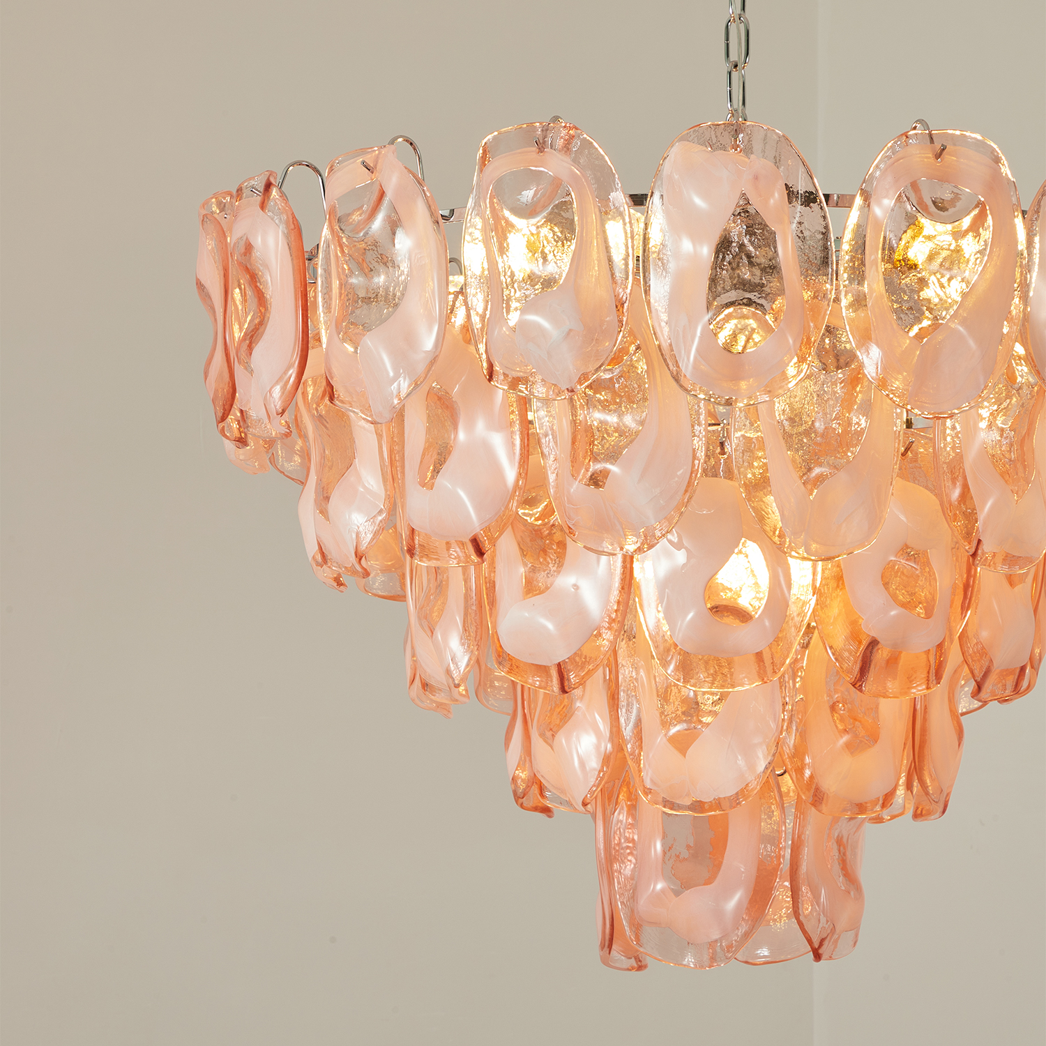 Murano-Style Sculpted Glass Link Cascade Chandelier