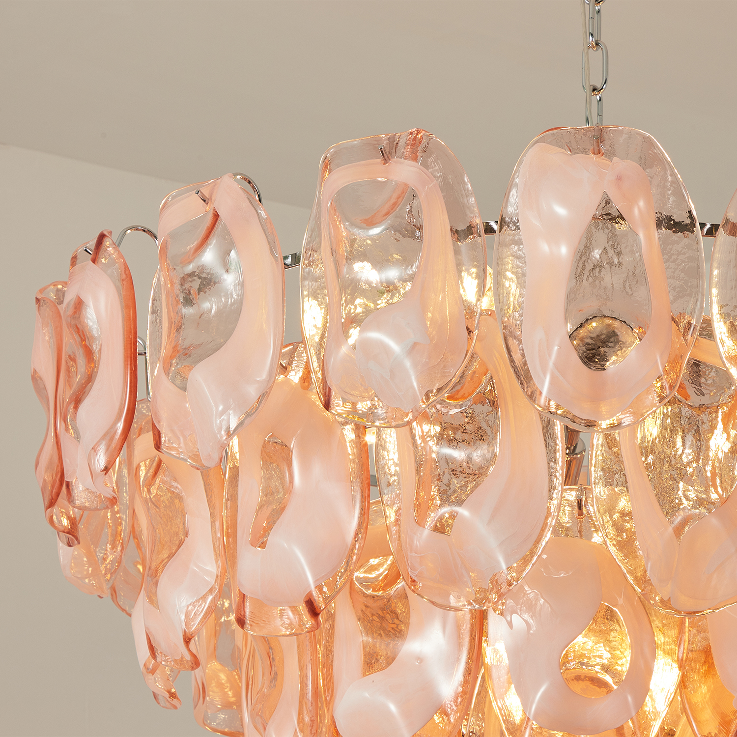 Murano-Style Sculpted Glass Link Cascade Chandelier