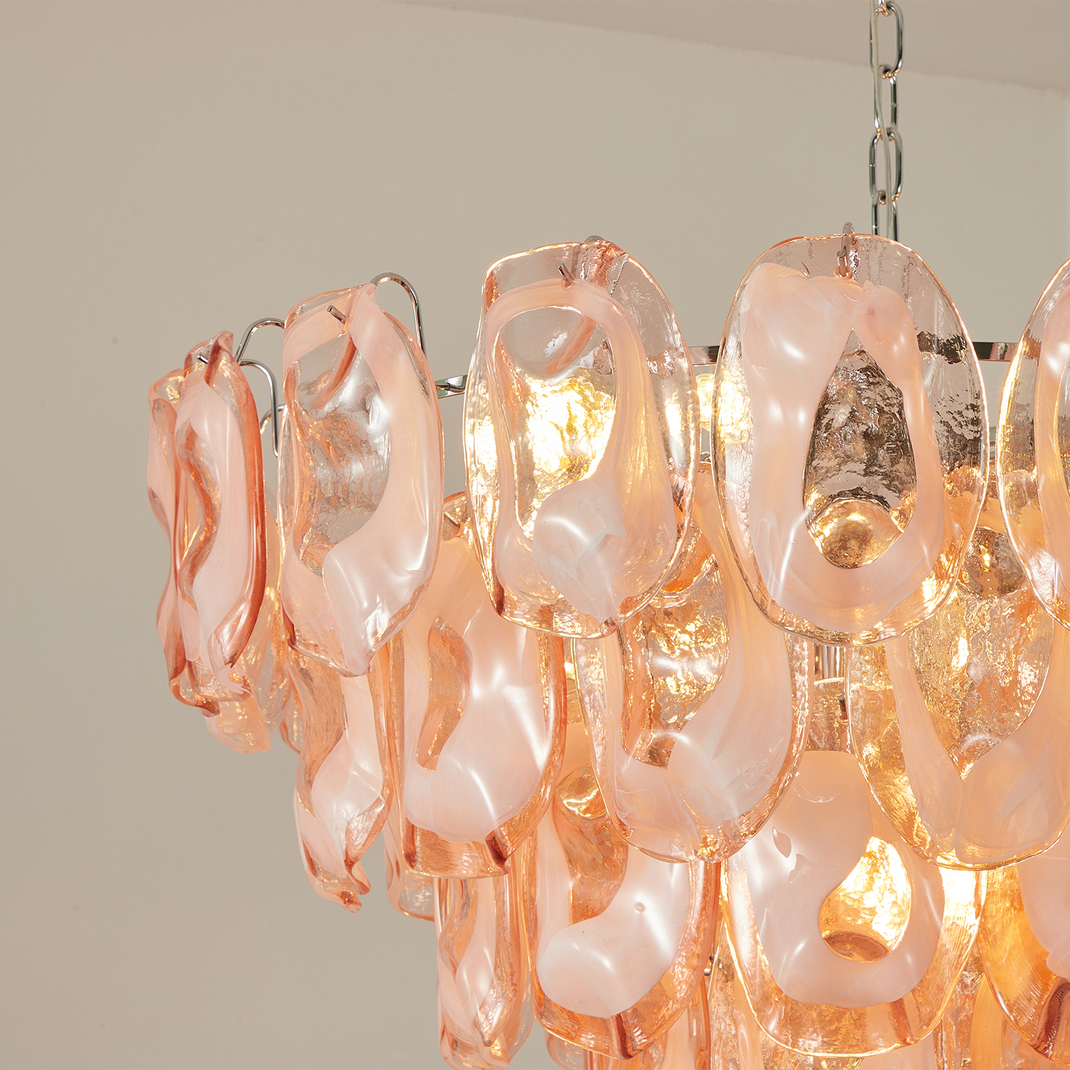 Murano-Style Sculpted Glass Link Cascade Chandelier